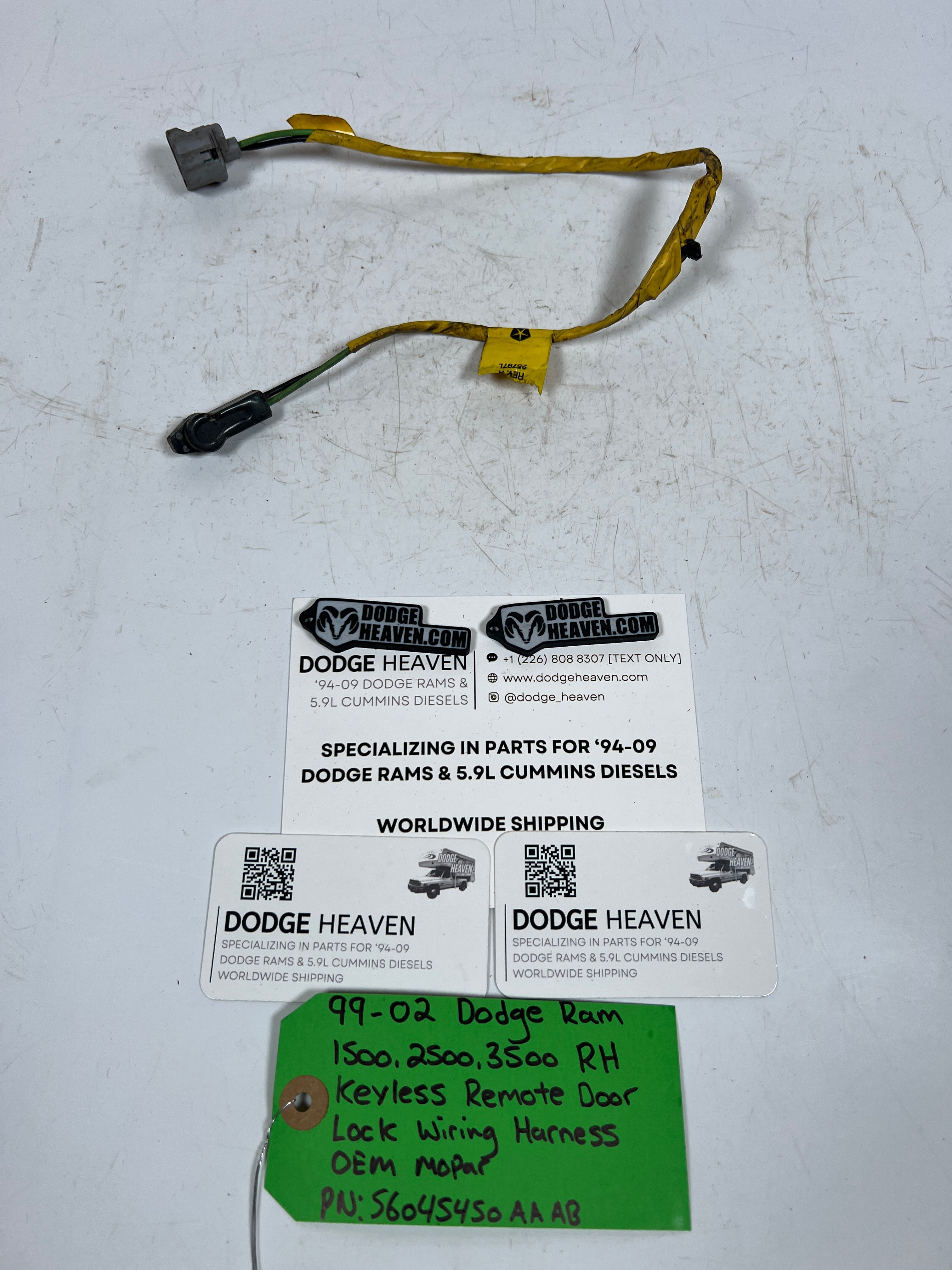 1999-2002 Dodge Ram Keyless Remote Door Lock Wiring Harness RH