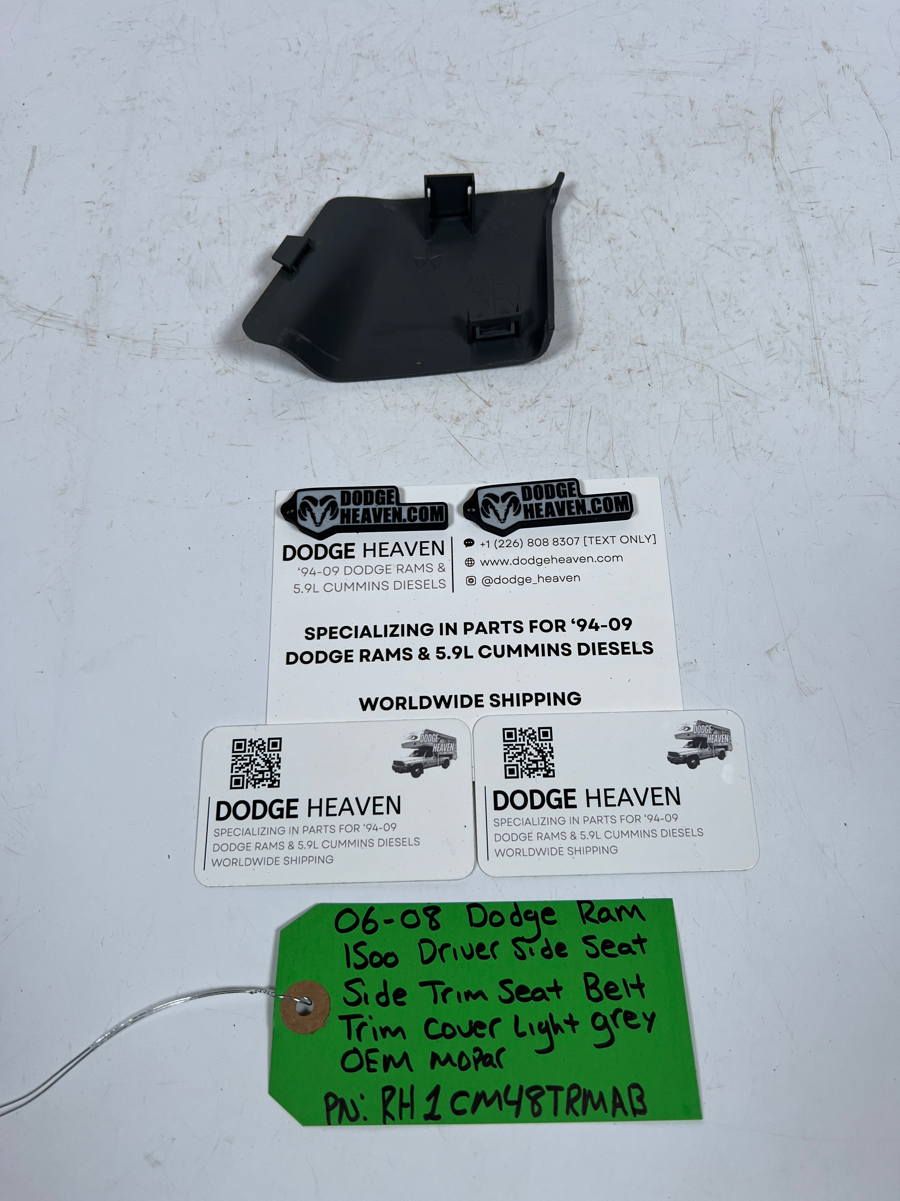 2006-2008 Dodge Ram 1500 Passenger Side Seat Belt Trim Cover Light Grey