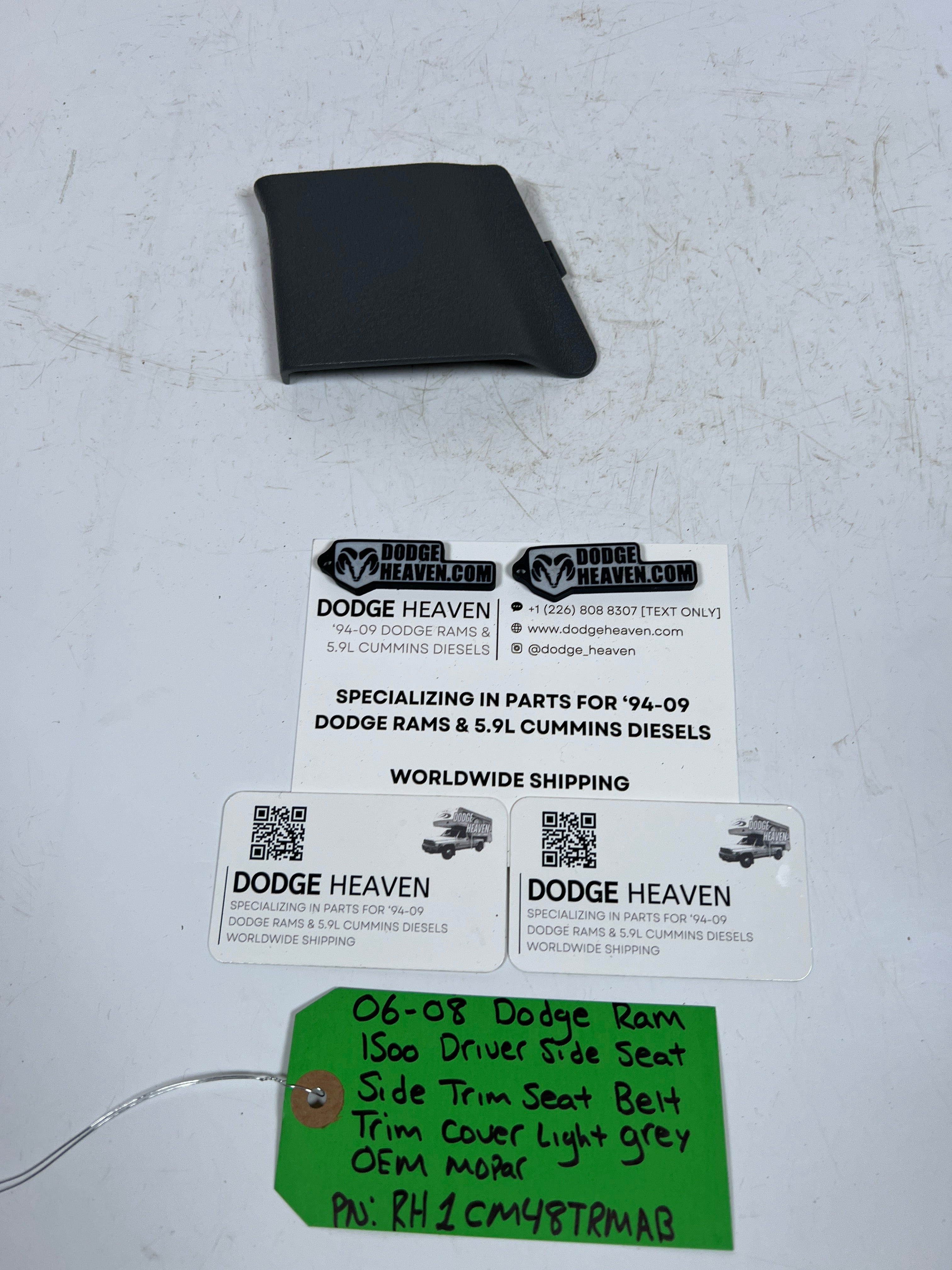 2006-2008 Dodge Ram 1500 Passenger Side Seat Belt Trim Cover Light Grey