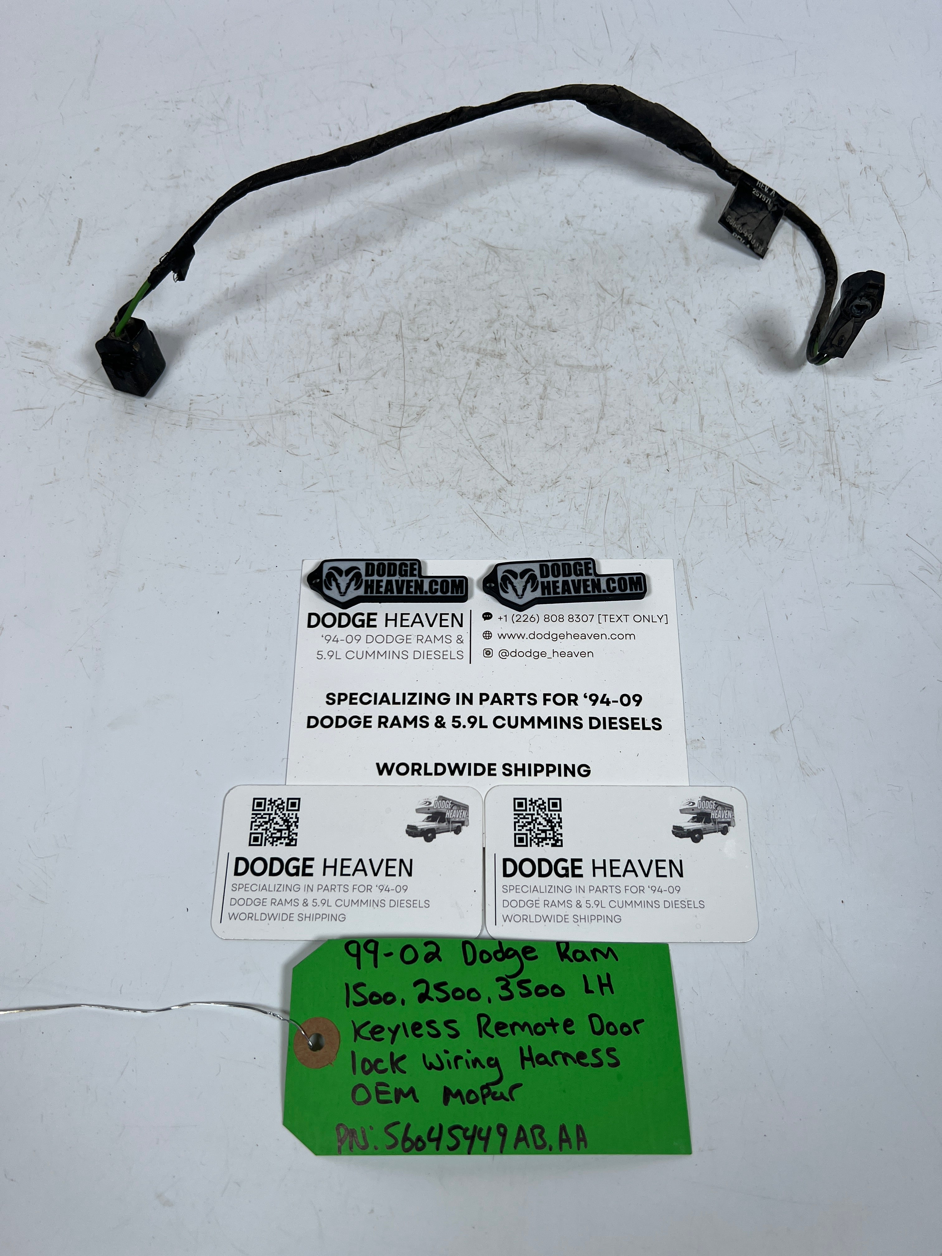 1999-2002 Dodge Ram Keyless Remote Door Lock Wiring Harness LH