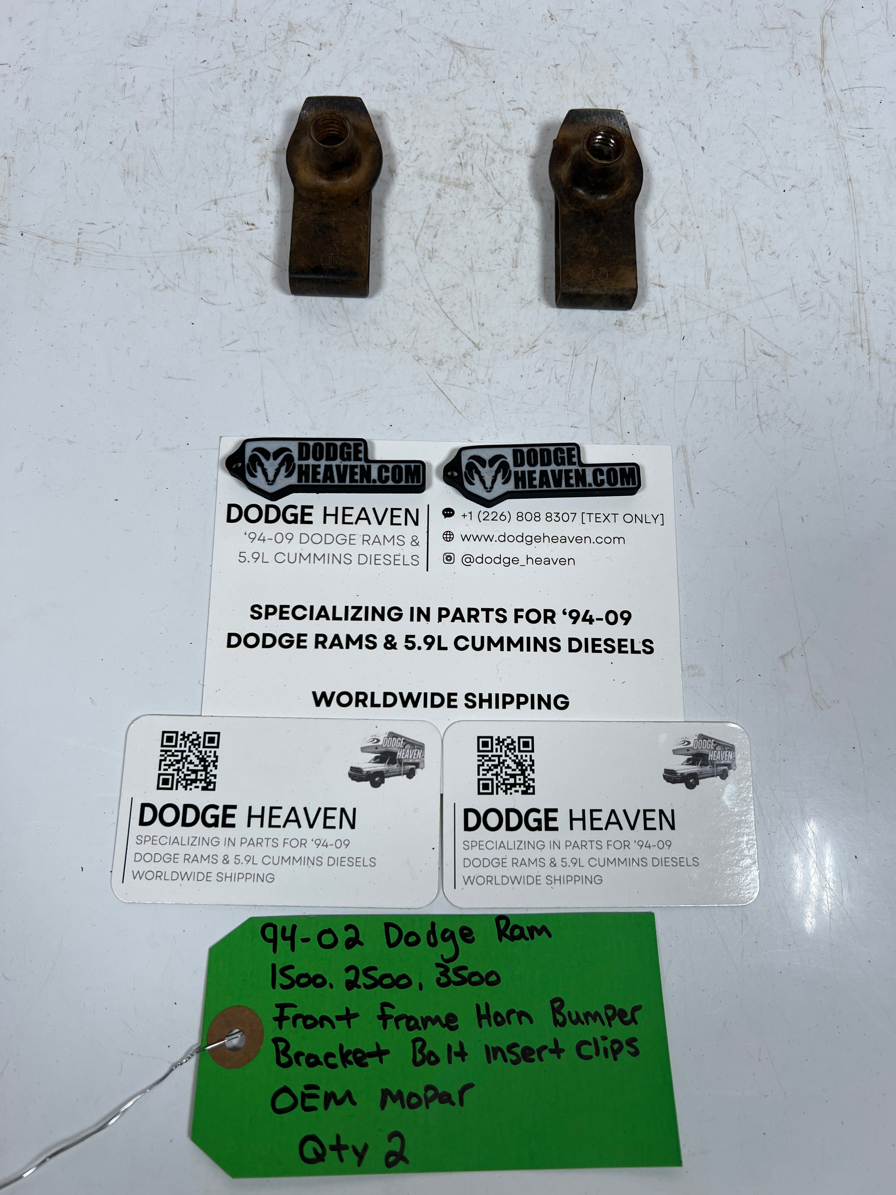 1994-2002 Dodge Ram 1500-3500 Front Frame Horn Bumper Bracket Insert Clips