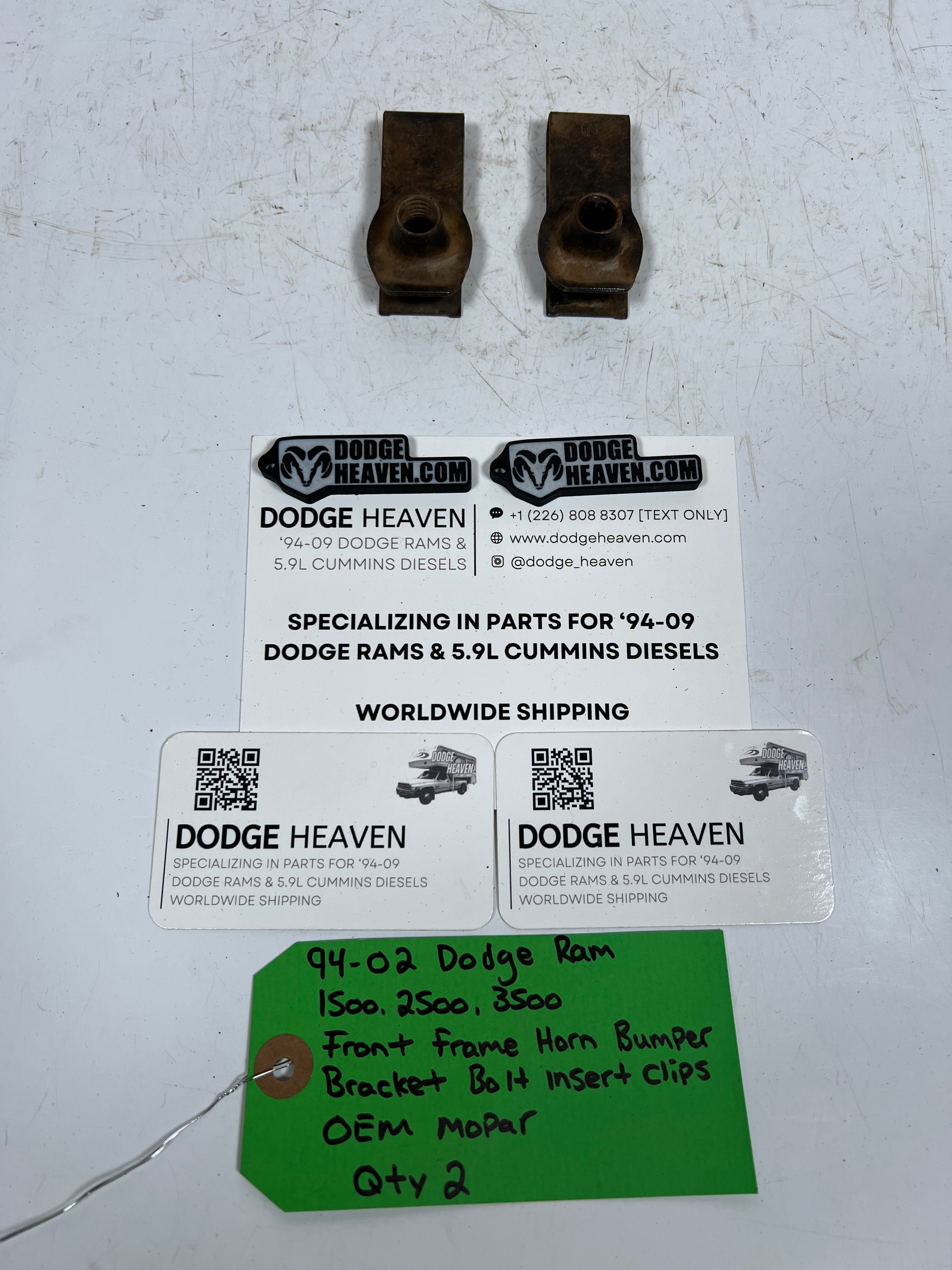 1994-2002 Dodge Ram 1500-3500 Front Frame Horn Bumper Bracket Insert Clips