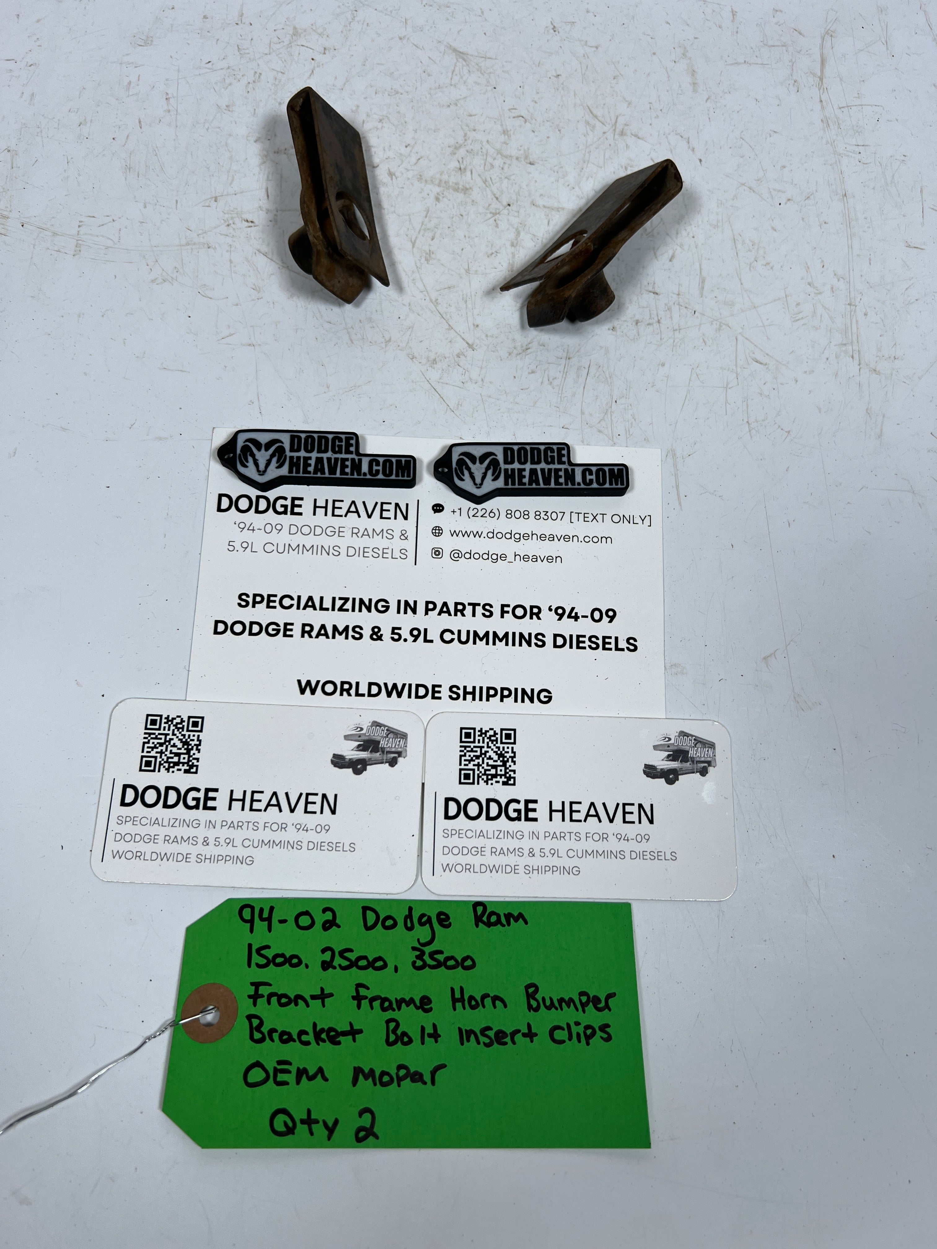 1994-2002 Dodge Ram 1500-3500 Front Frame Horn Bumper Bracket Insert Clips