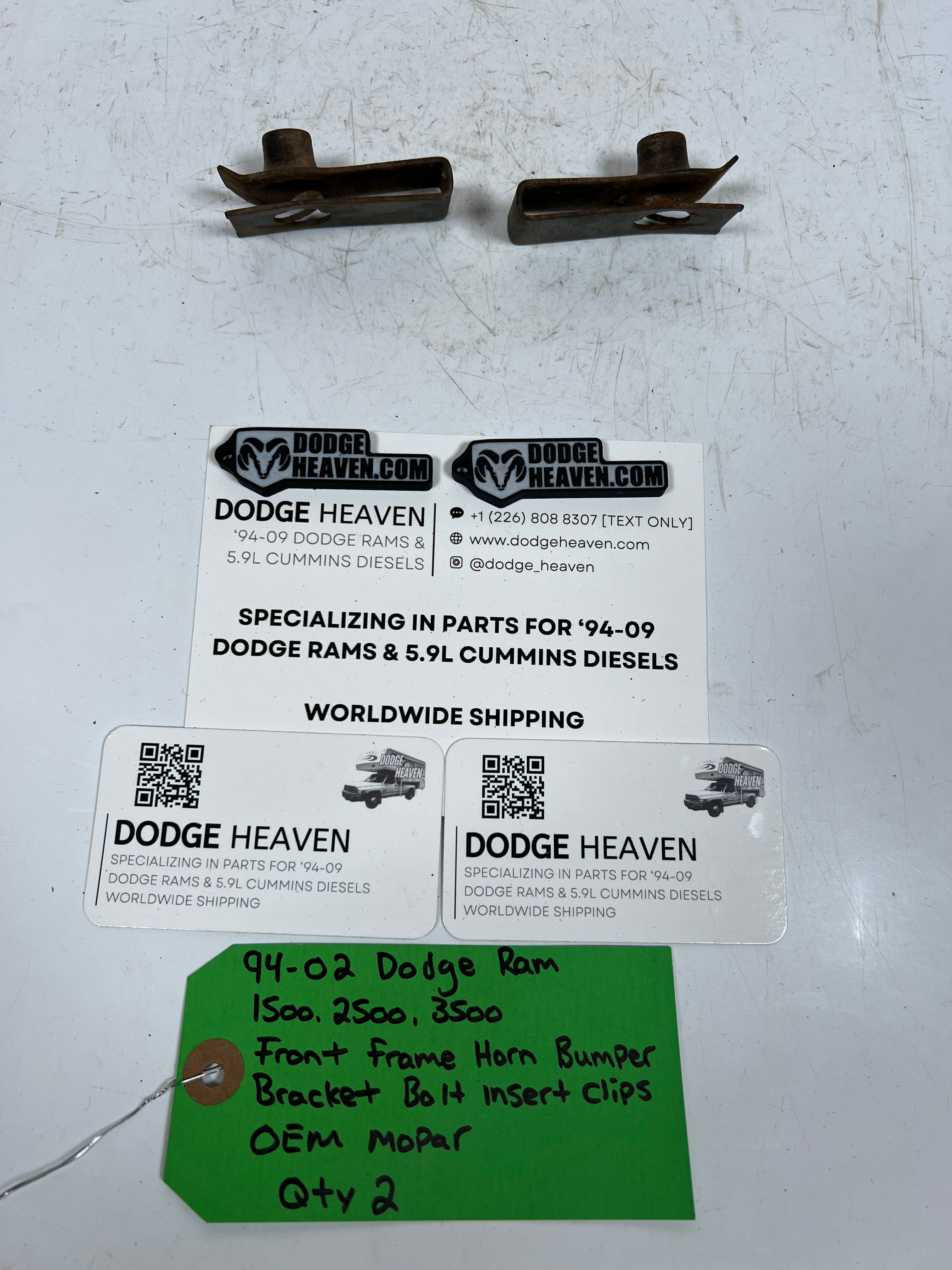 1994-2002 Dodge Ram 1500-3500 Front Frame Horn Bumper Bracket Insert Clips