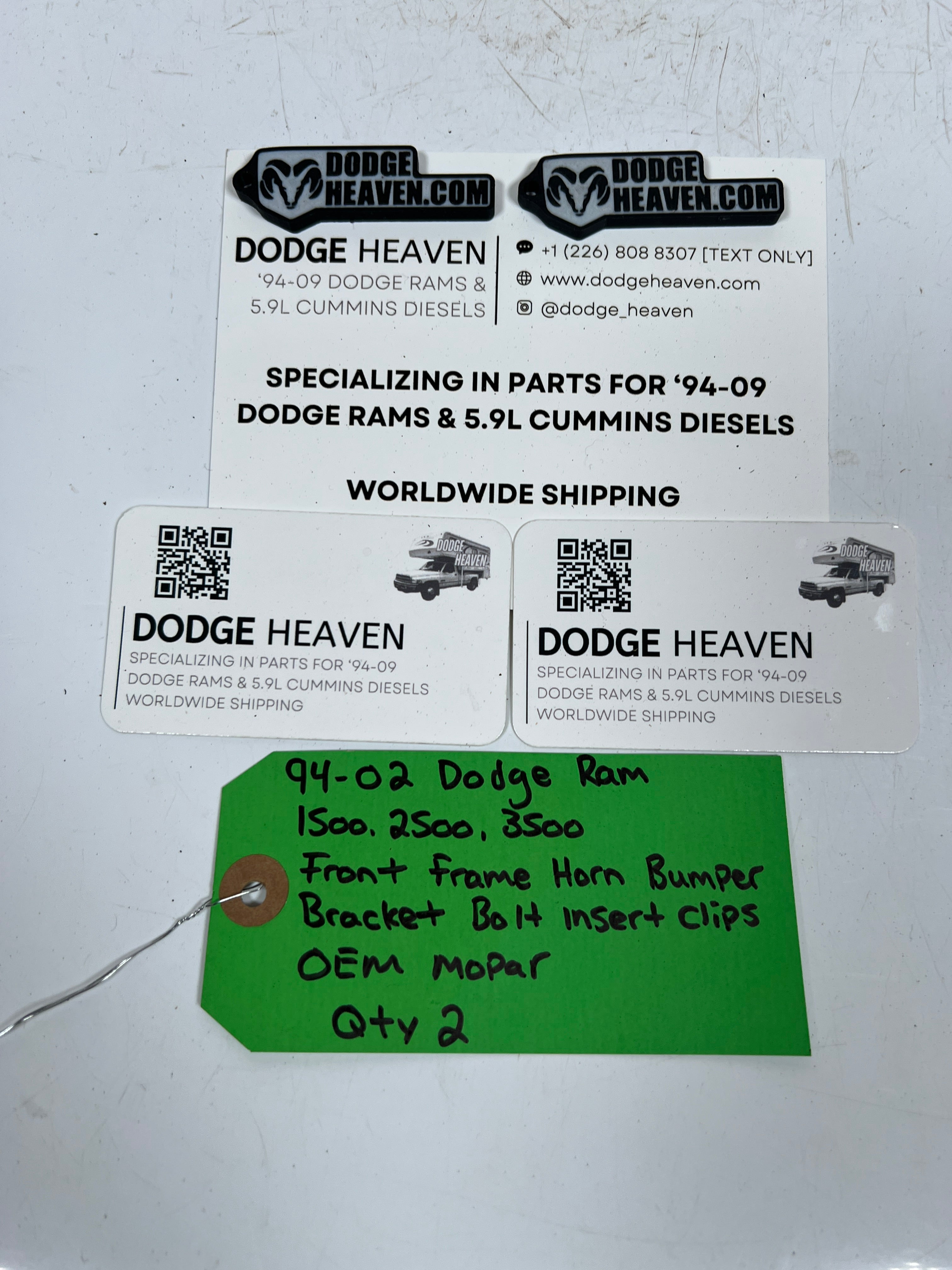 1994-2002 Dodge Ram 1500-3500 Front Frame Horn Bumper Bracket Insert Clips