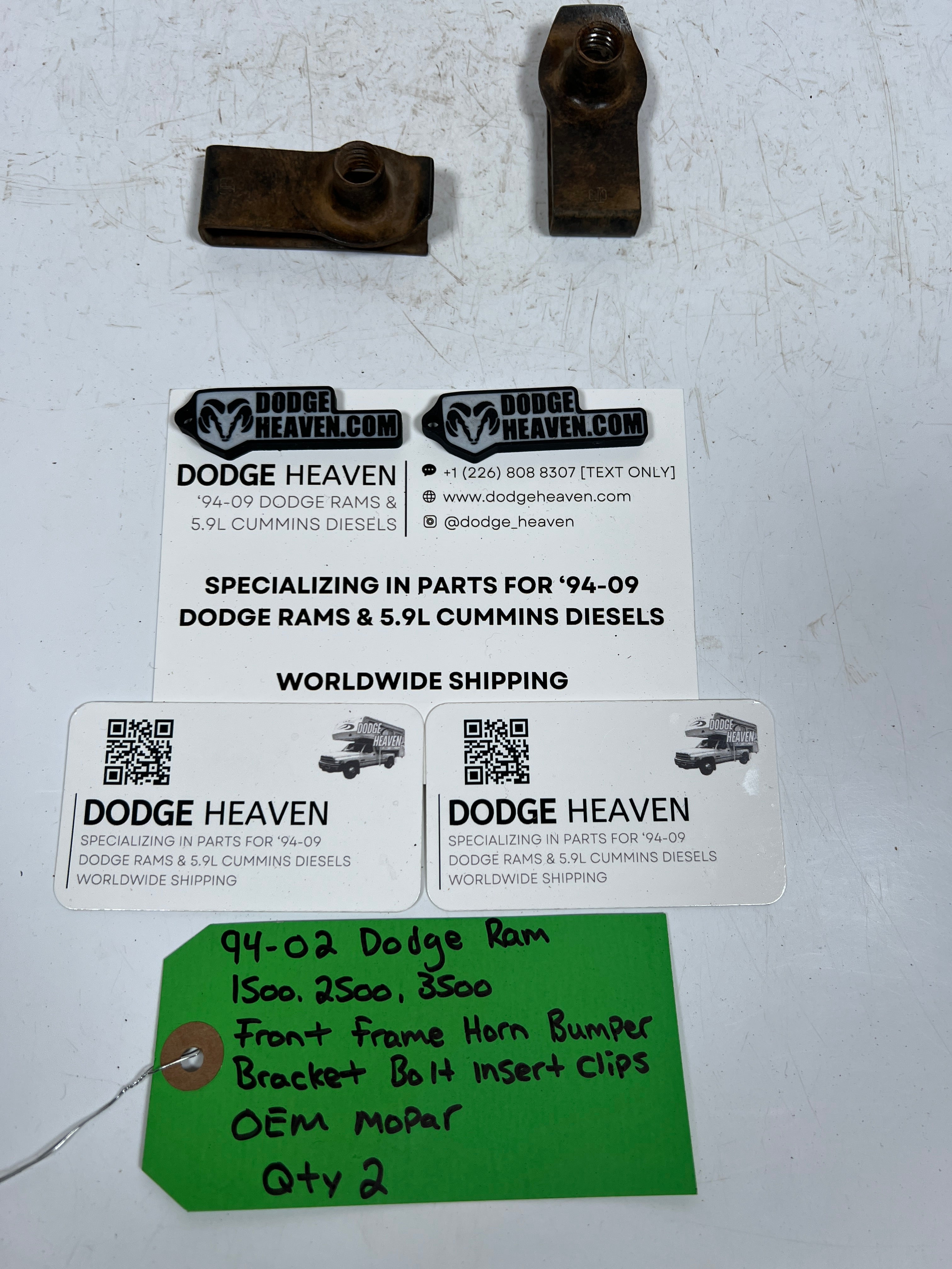 1994-2002 Dodge Ram 1500-3500 Front Frame Horn Bumper Bracket Insert Clips