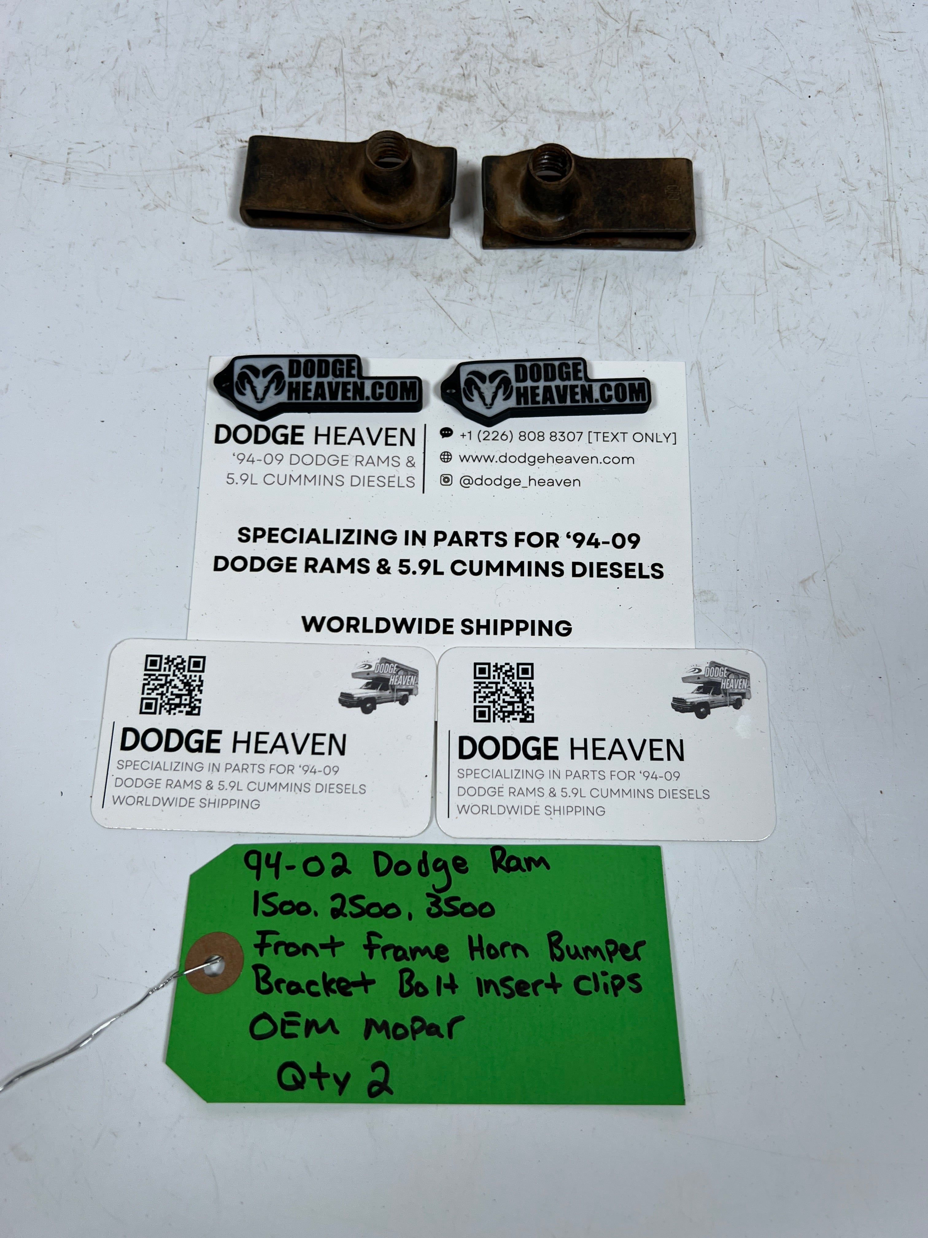 1994-2002 Dodge Ram 1500-3500 Front Frame Horn Bumper Bracket Insert Clips