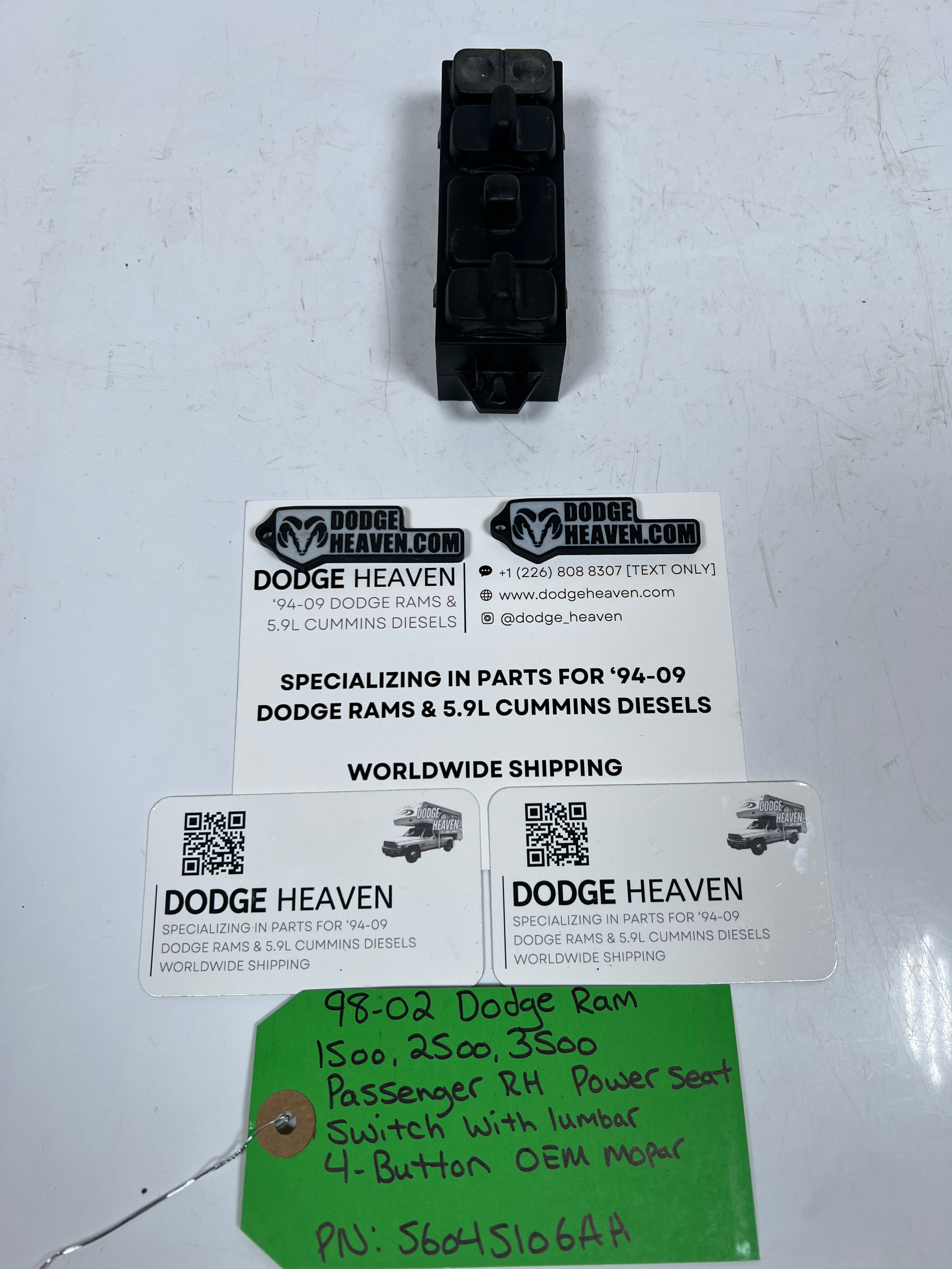 1998-2002 Dodge Ram Passenger Power Seat Switch 4-Button Lumbar