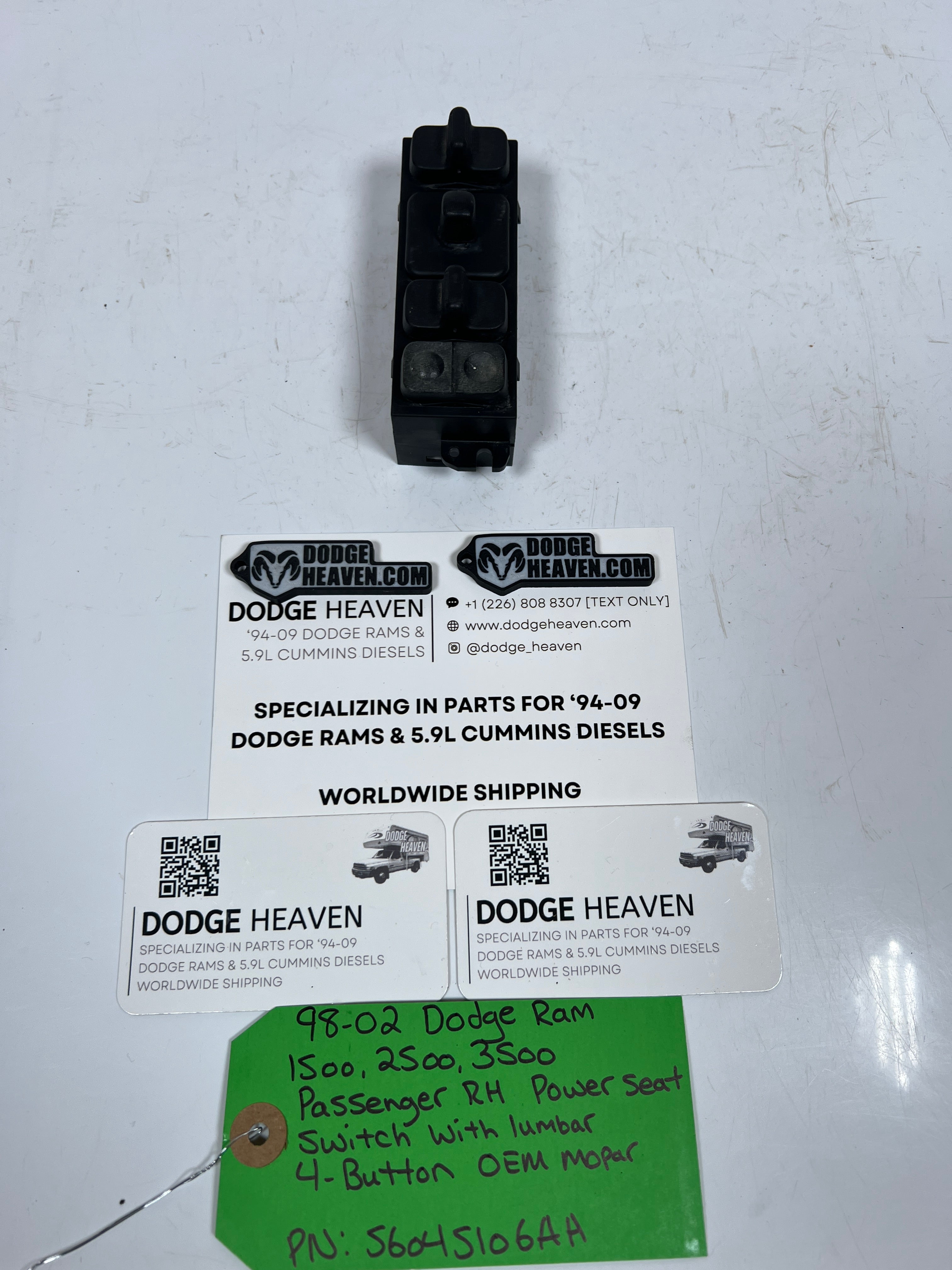 1998-2002 Dodge Ram Passenger Power Seat Switch 4-Button Lumbar