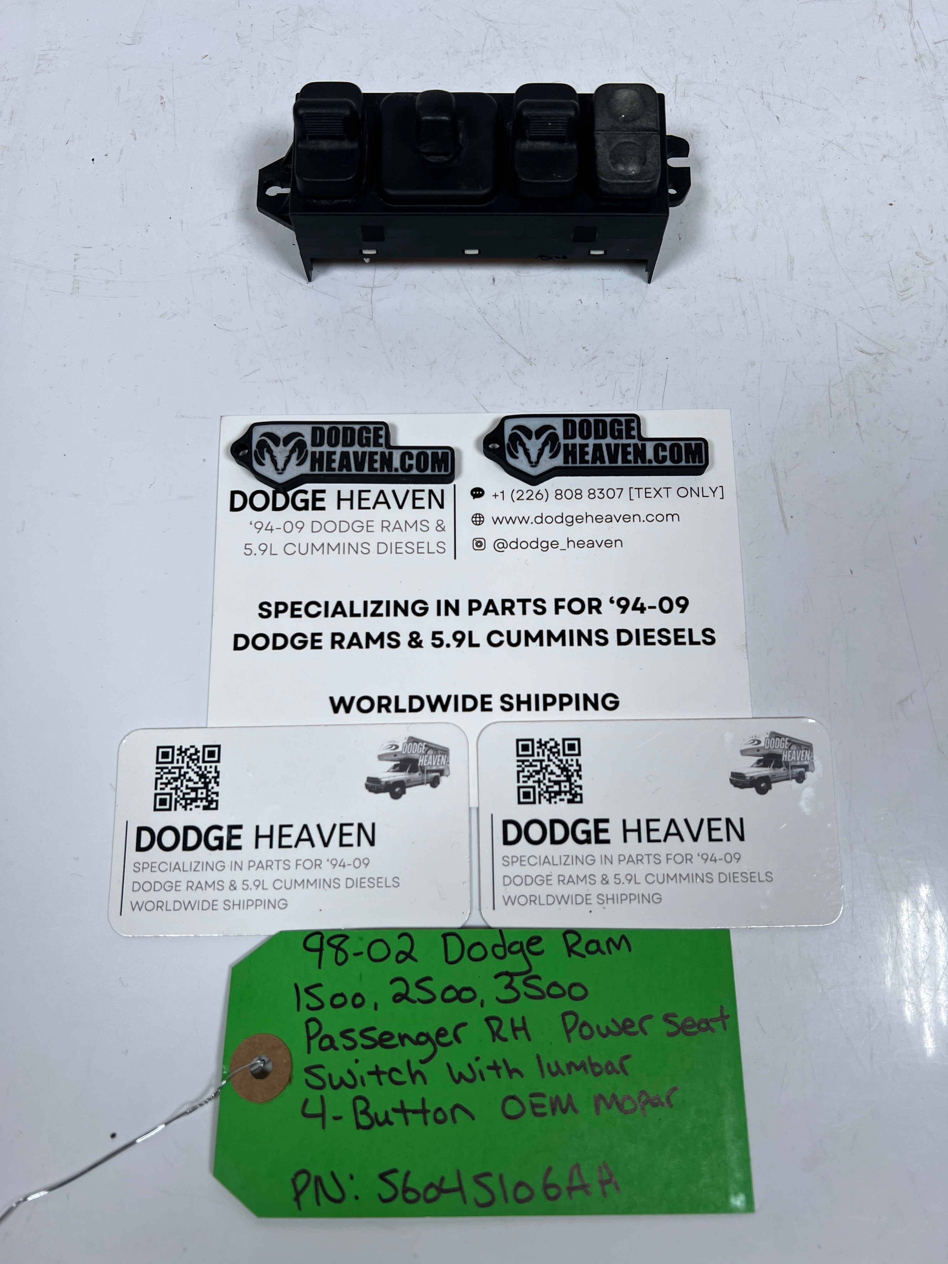1998-2002 Dodge Ram Passenger Power Seat Switch 4-Button Lumbar