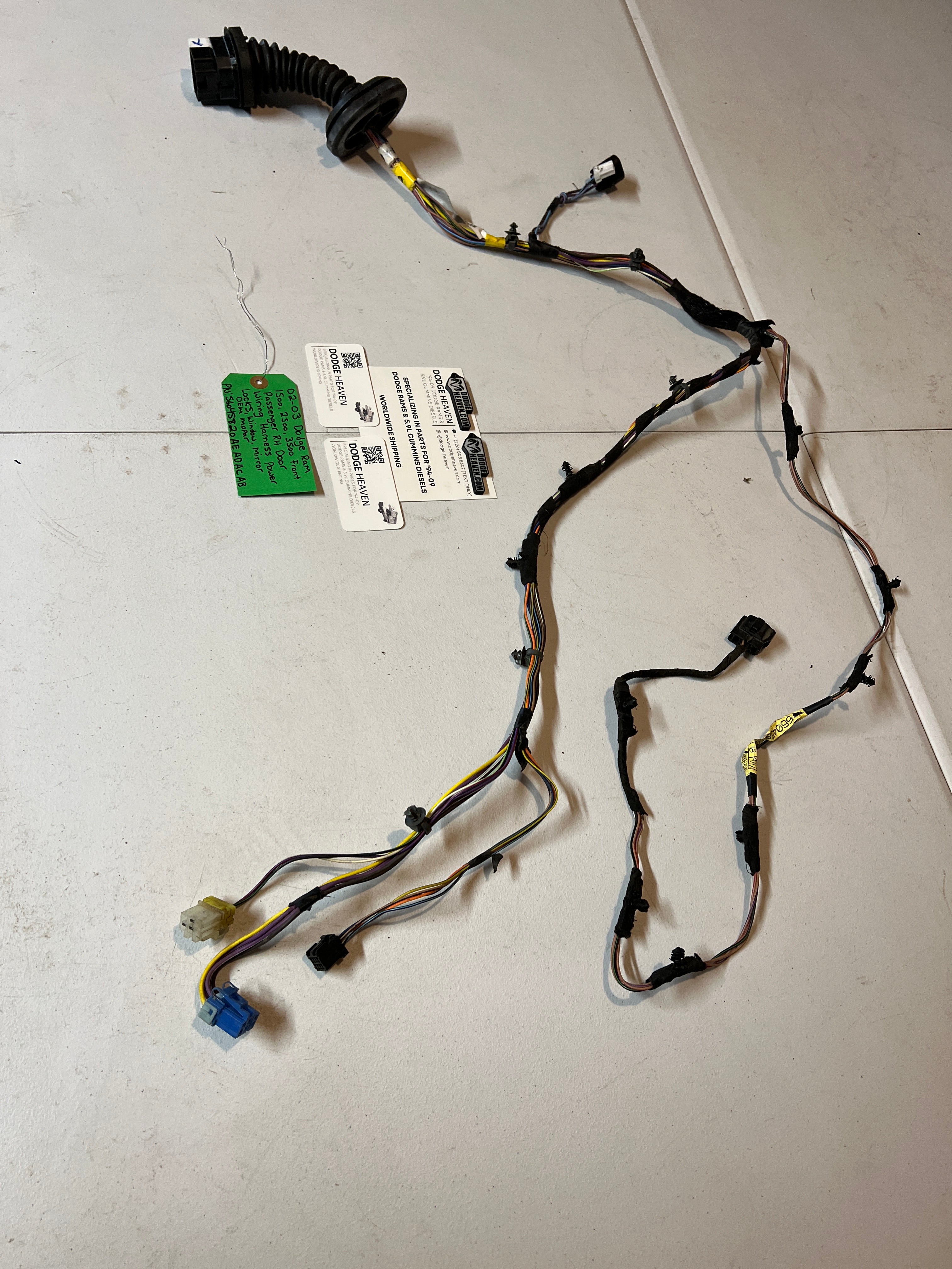 2002-2003 Dodge Ram Front Passenger Power Door Wiring Harness
