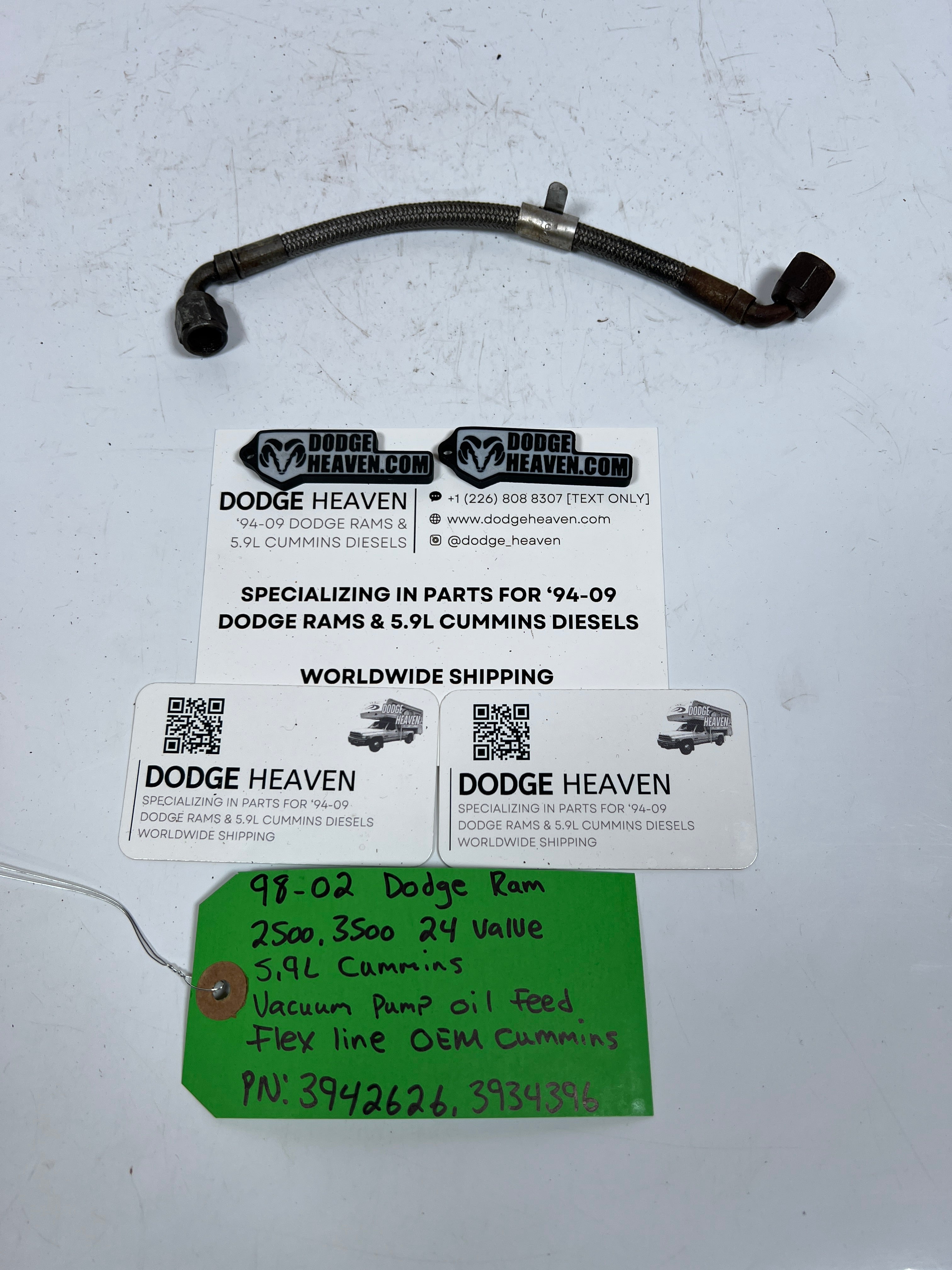 1998-2002 Dodge Ram 24 Valve 5.9L Cummins Vacuum Pump Oil Feed Line