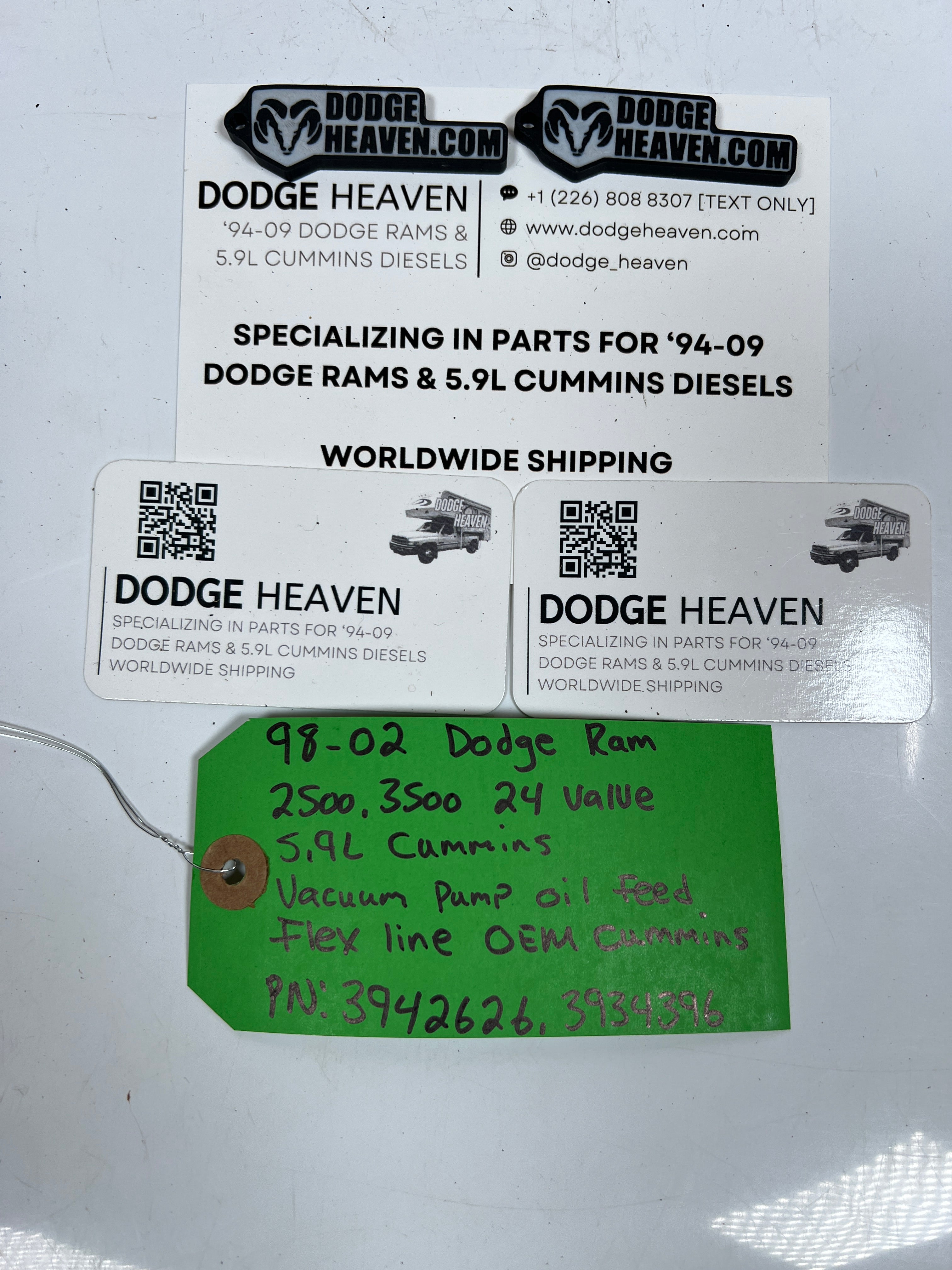 1998-2002 Dodge Ram 24 Valve 5.9L Cummins Vacuum Pump Oil Feed Line