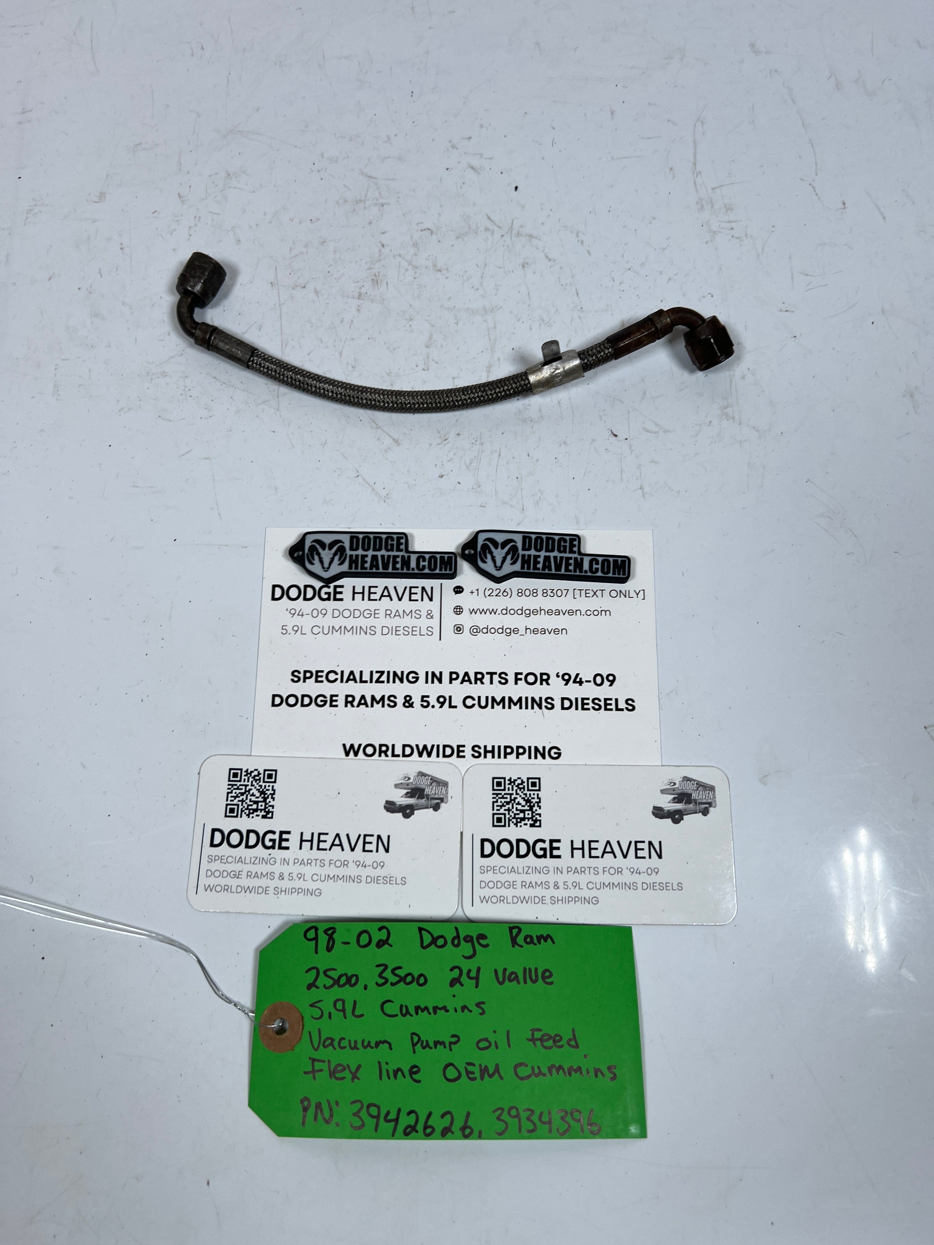 1998-2002 Dodge Ram 24 Valve 5.9L Cummins Vacuum Pump Oil Feed Line