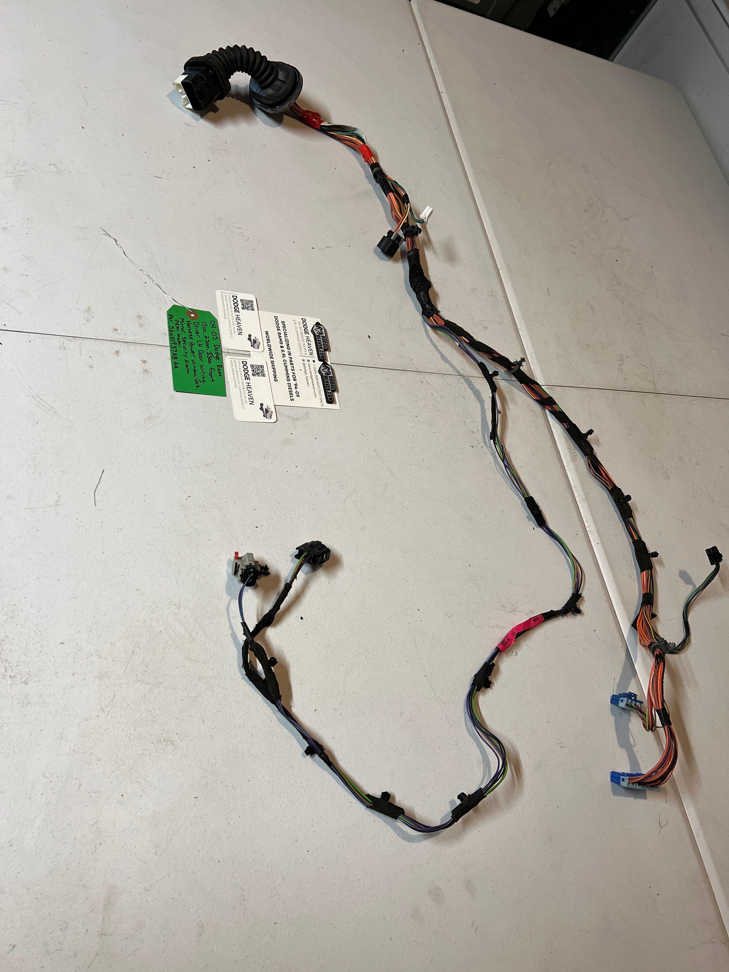 2004-2005 Dodge Ram Front Dirver Door Wiring Harness Power W Security