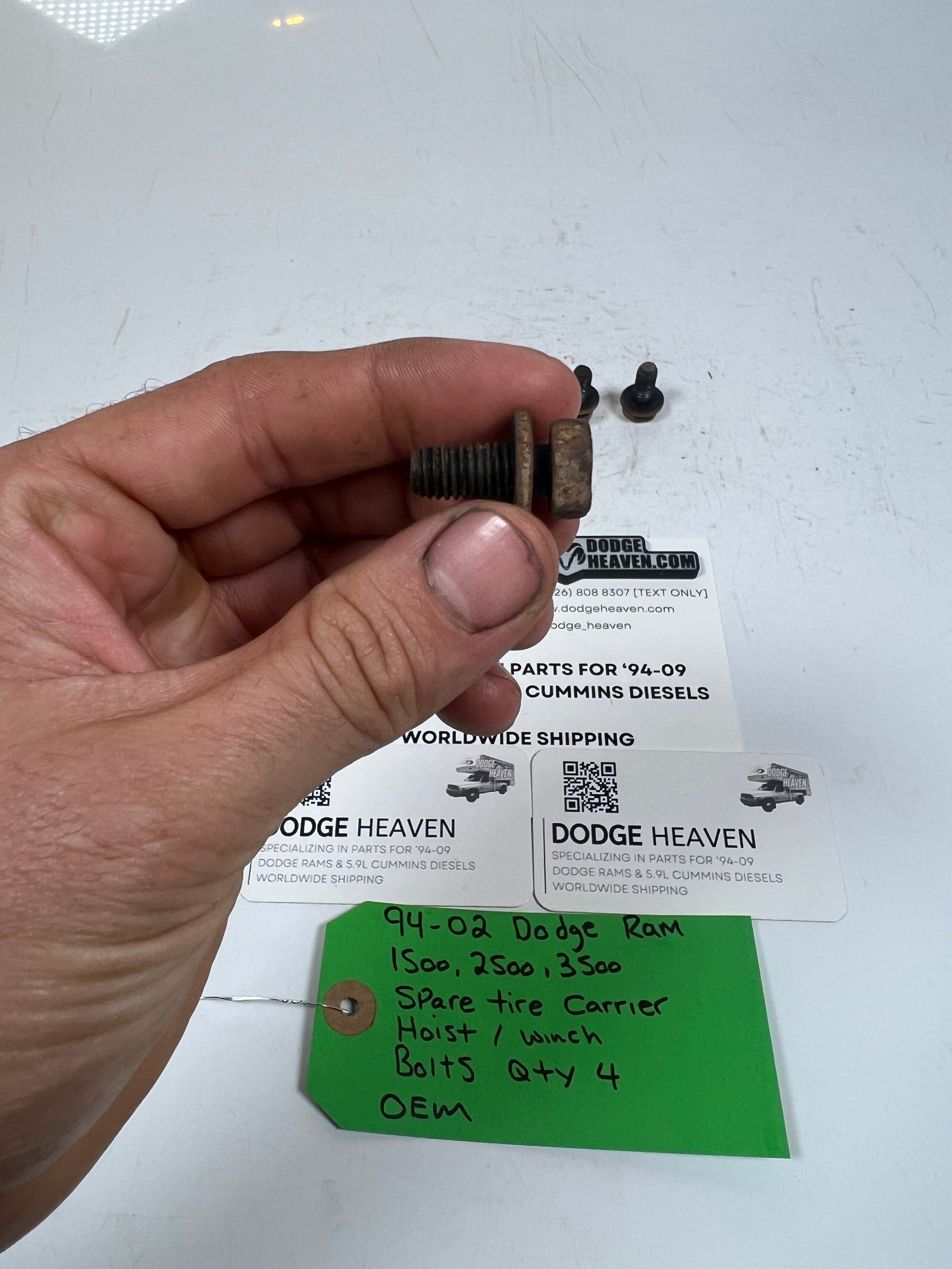 1994-2002 Dodge Ram 1500-3500 Spare Tire Carrier Hoist / Winch Bolts QTY 4