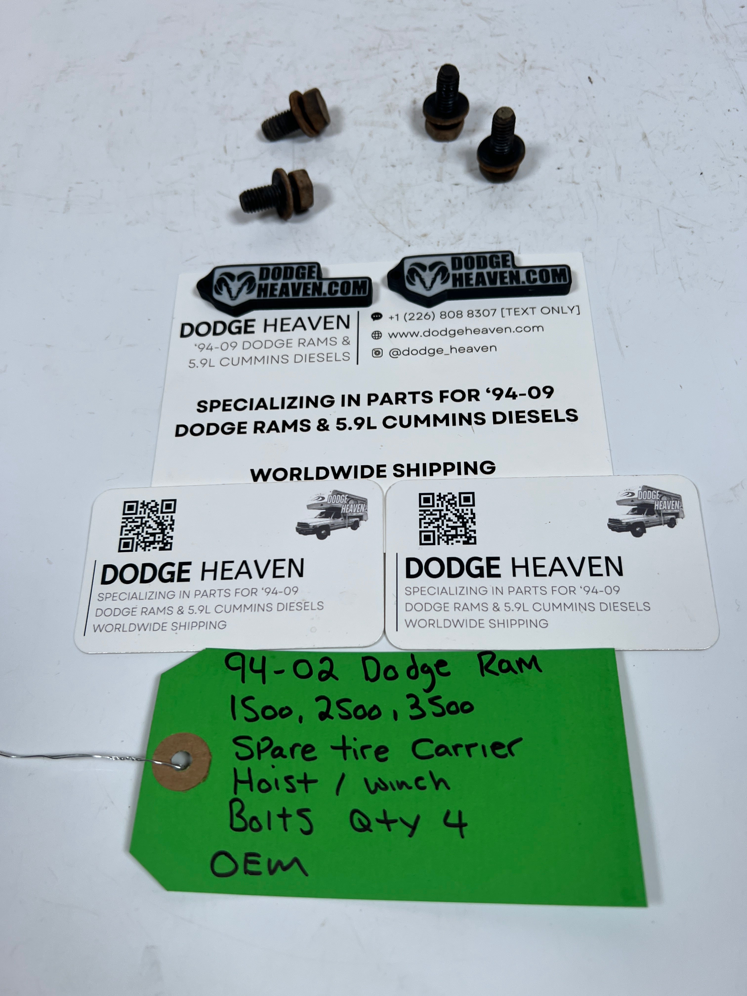 1994-2002 Dodge Ram 1500-3500 Spare Tire Carrier Hoist / Winch Bolts QTY 4