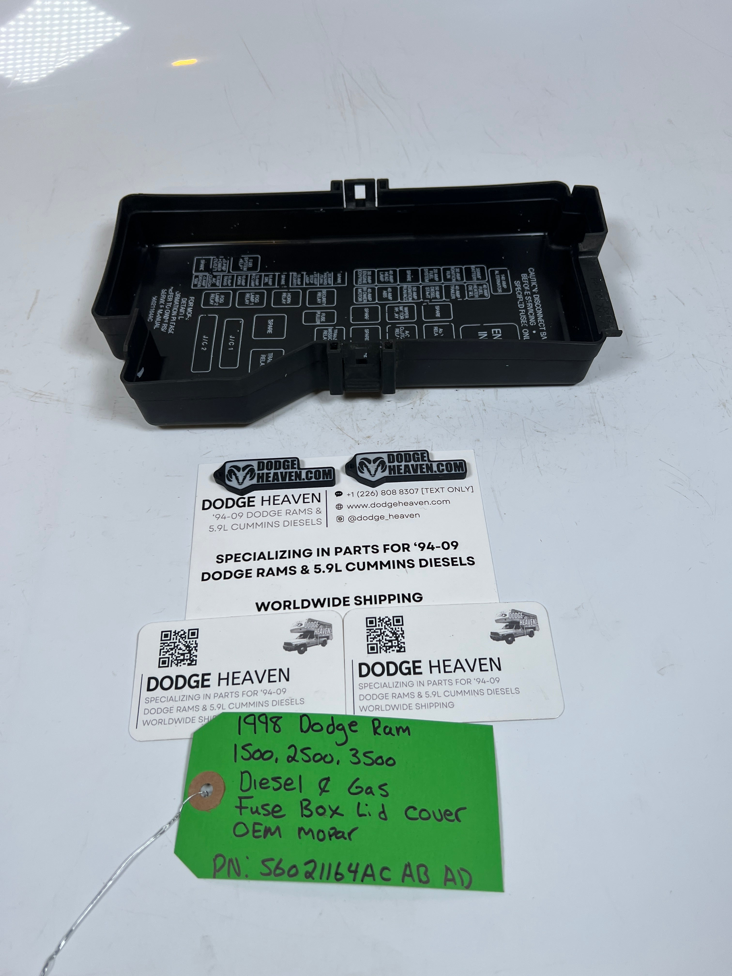 1998-1998 Dodge Ram 1500-3500 Diesel & Gas Fuse Box Lid Cover