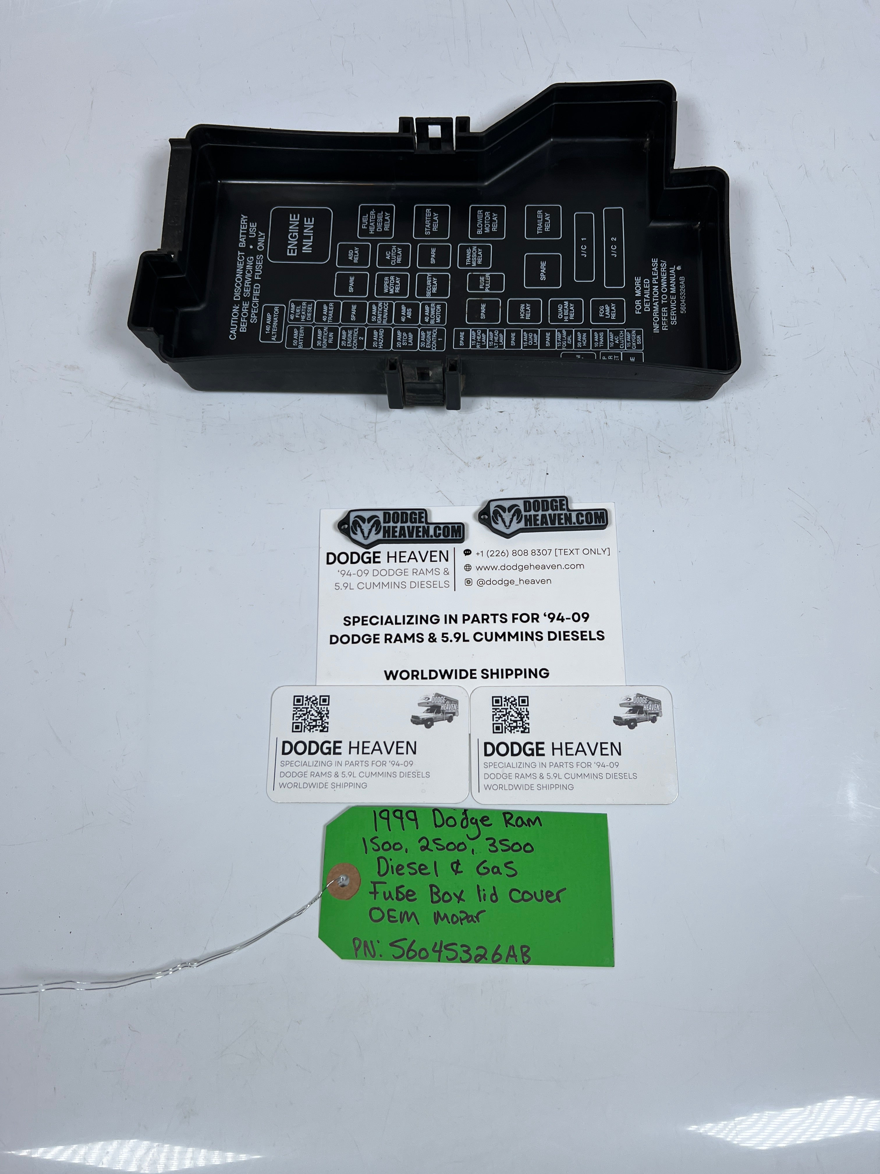 1999-1999 Dodge Ram 1500-3500 Gas & Diesel Fuse Box Lid Cover