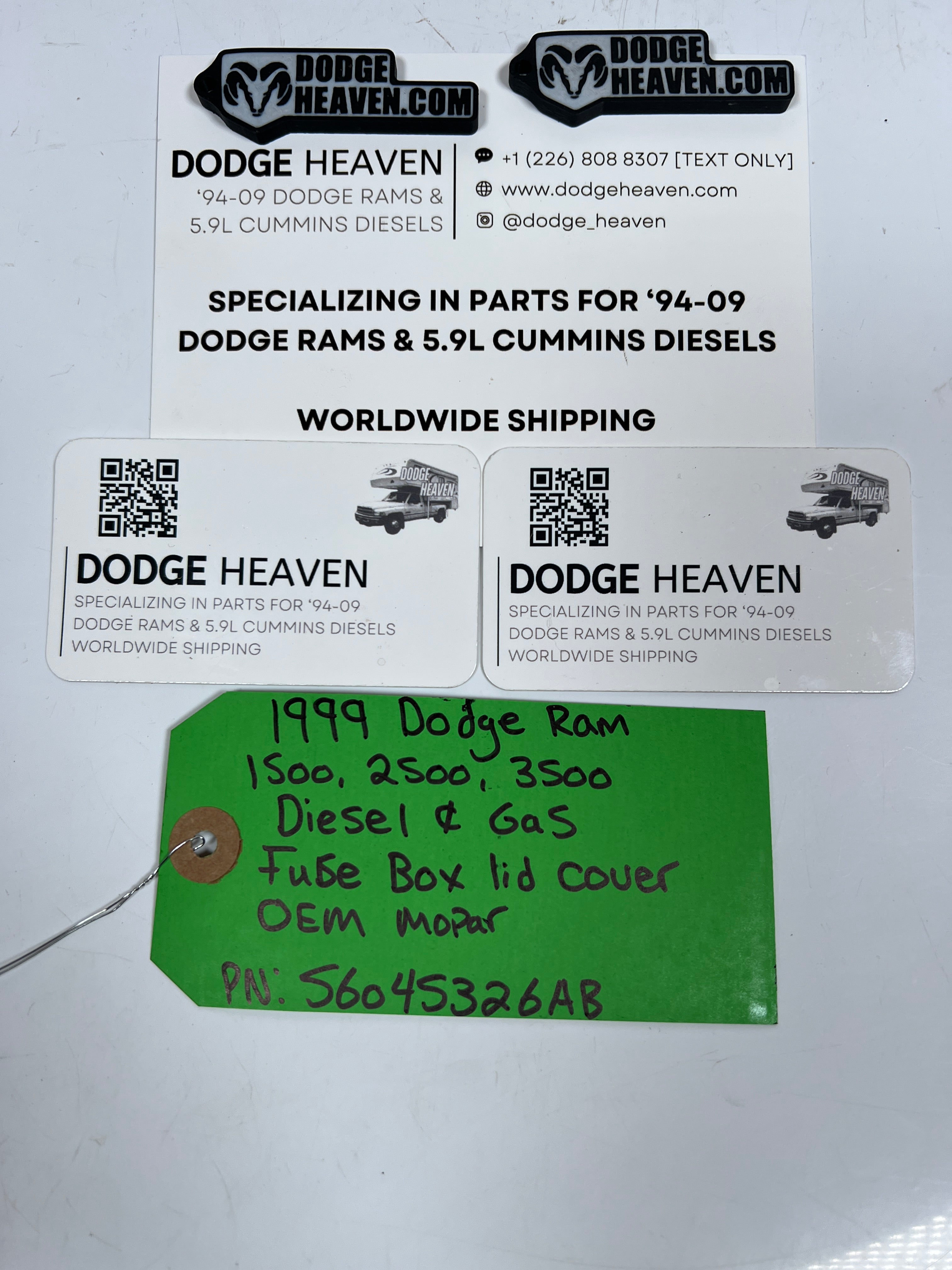 1999-1999 Dodge Ram 1500-3500 Gas & Diesel Fuse Box Lid Cover