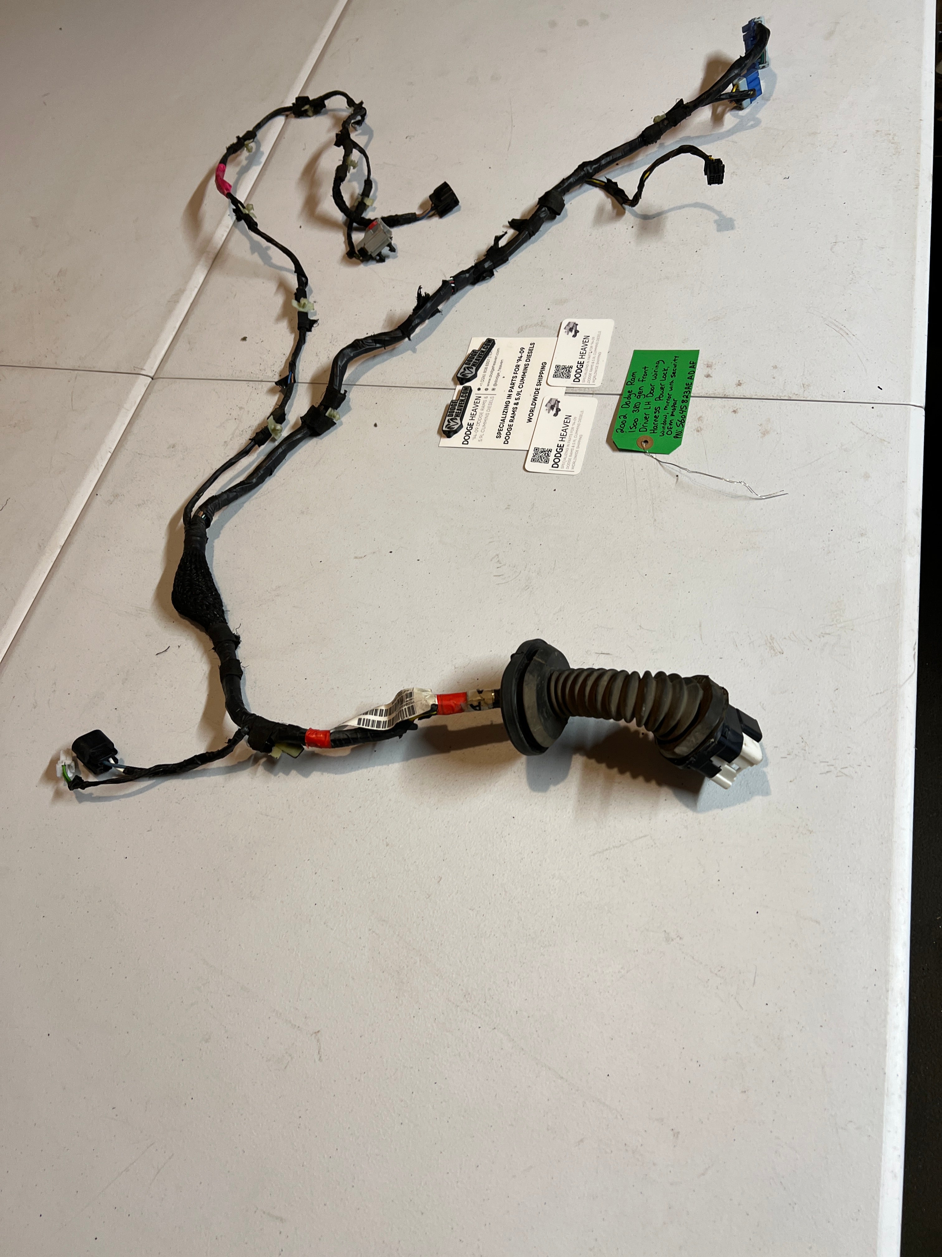 2002-2002 Dodge Ram 1500 Front Driver Power Door Wiring Harness W Security
