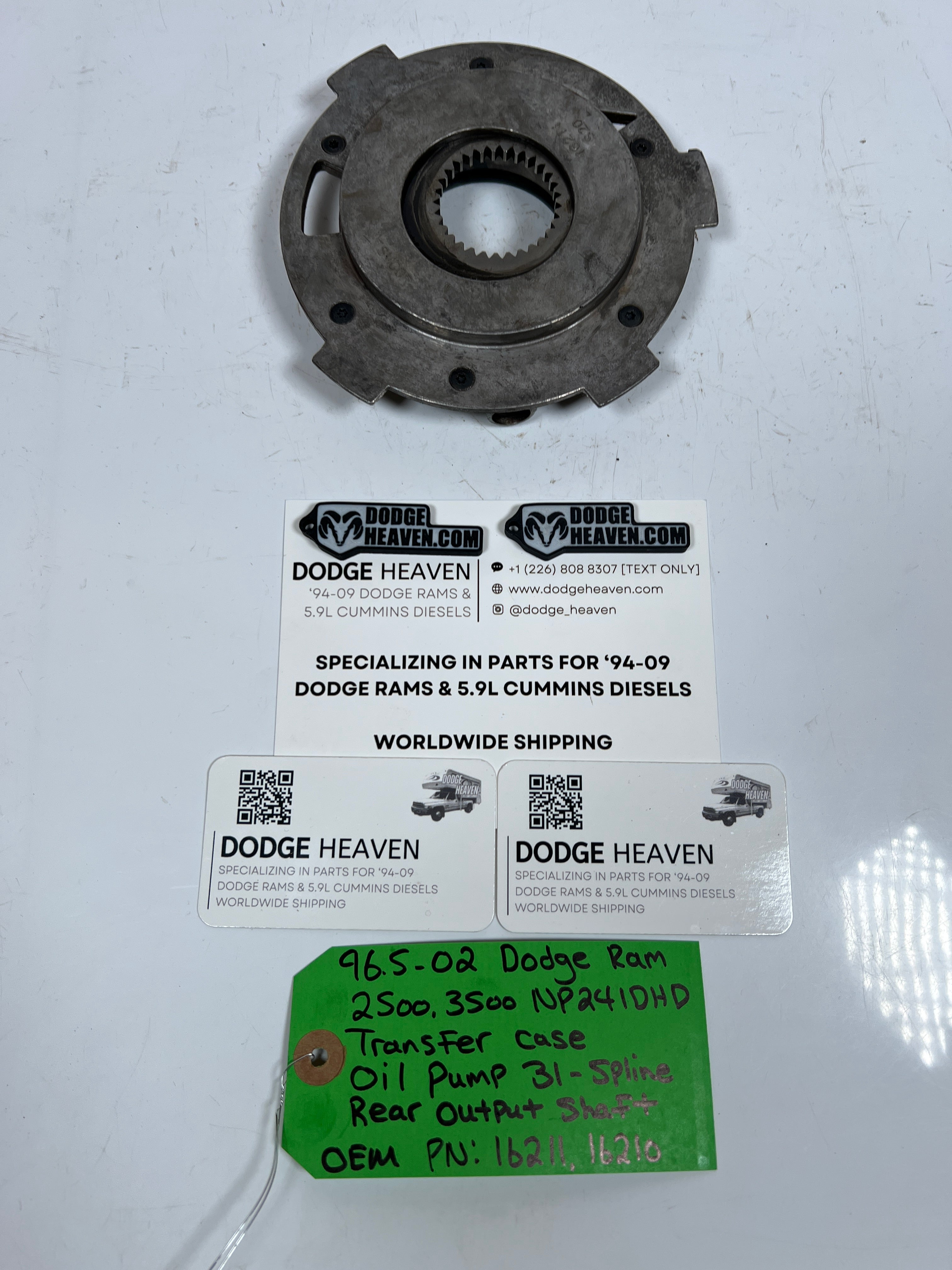 1996.5-2002 Dodge Ram 241DHD Transfer Case Oil Pump 31-Spline Rear Output Shaft