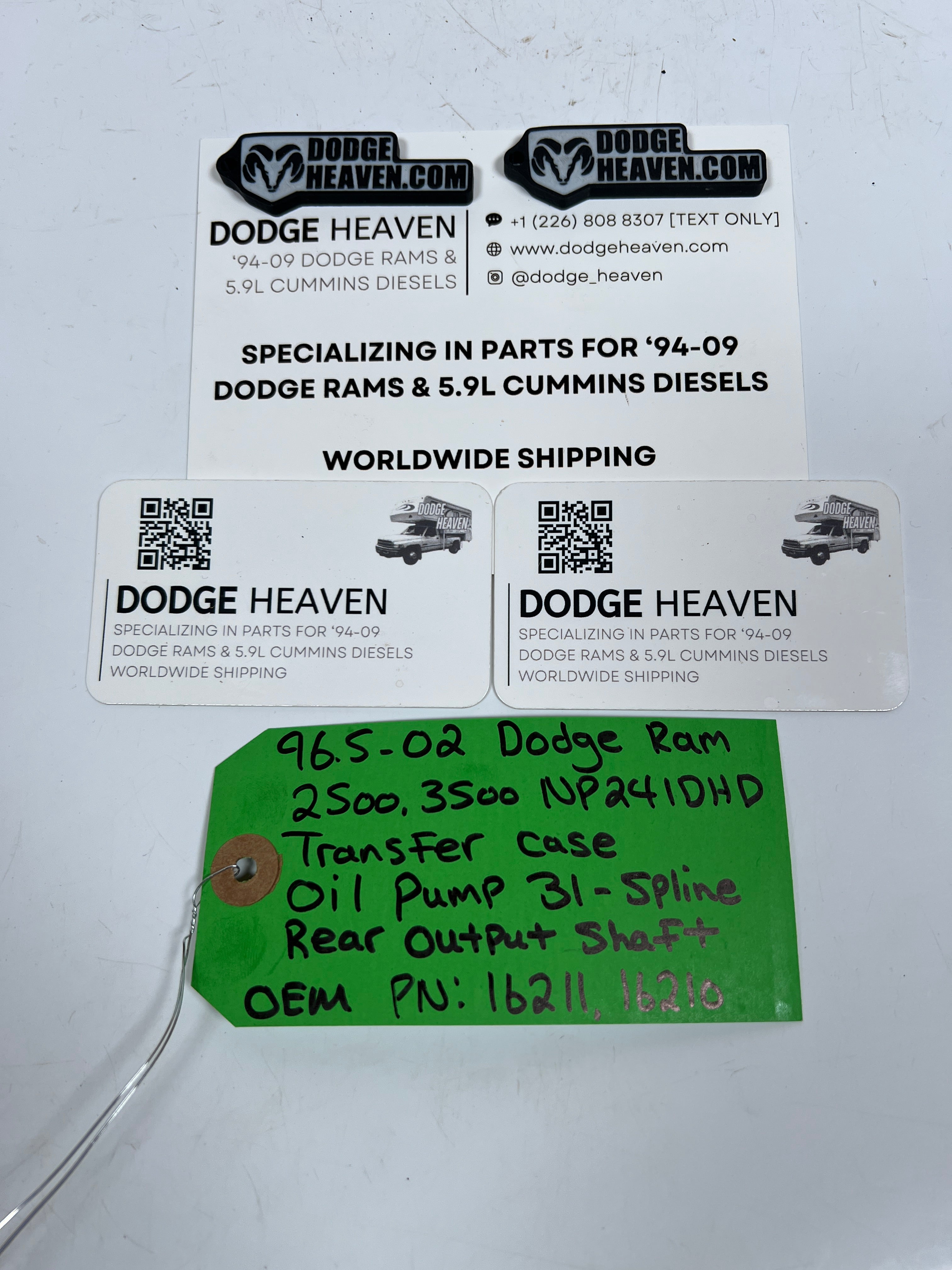 1996.5-2002 Dodge Ram 241DHD Transfer Case Oil Pump 31-Spline Rear Output Shaft