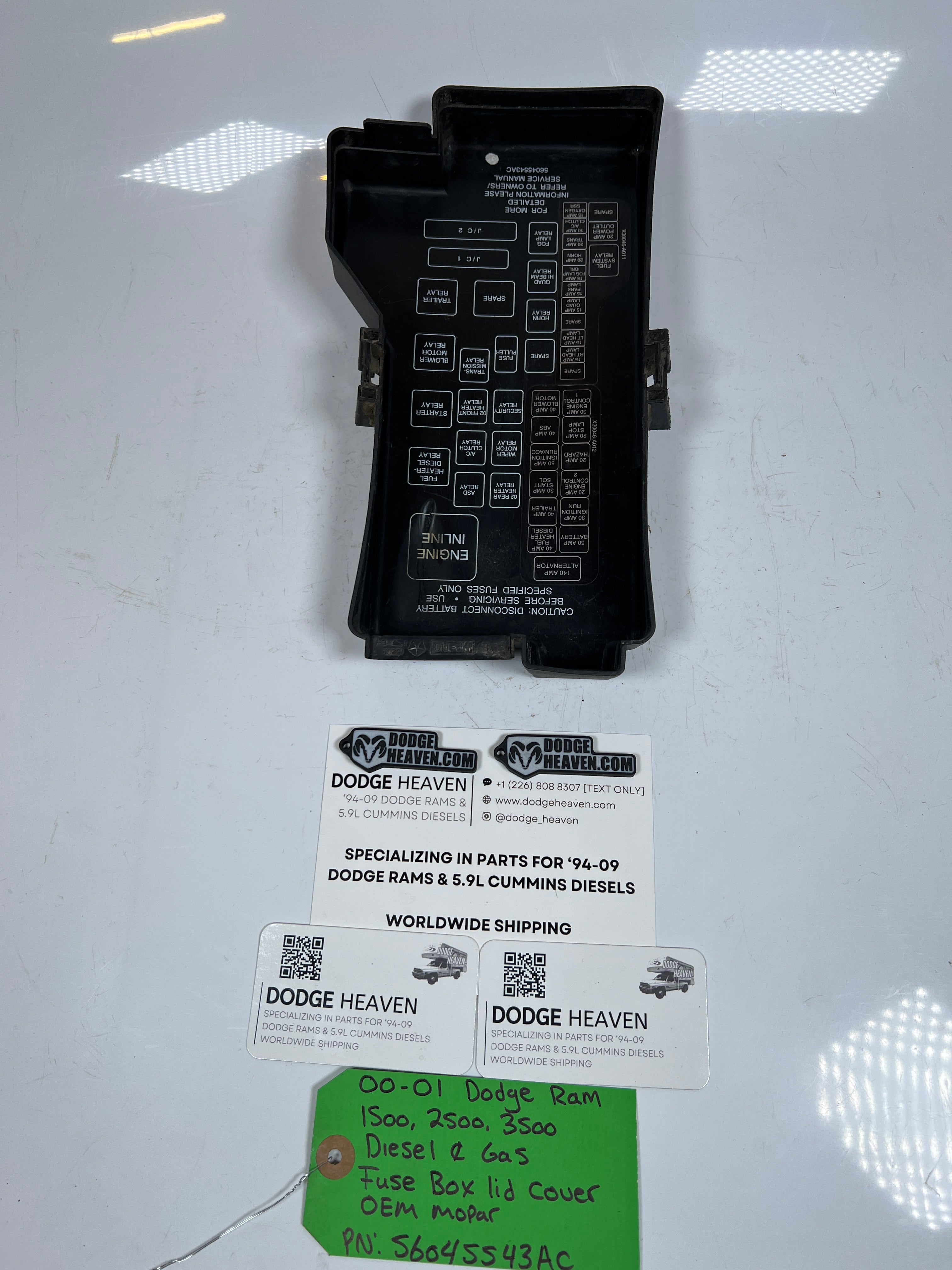 2000-2001 Dodge Ram 1500-3500 Diesel & Gas Fuse Box Lid Cover