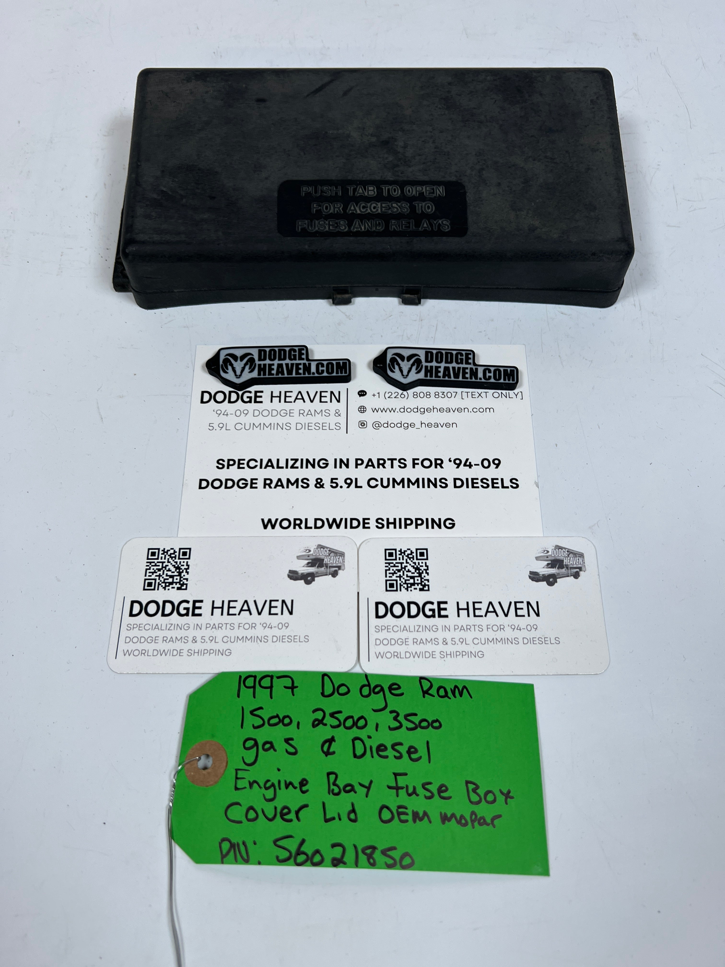 1997-1997 Dodge Ram 1500-3500 Gas & Diesel Engine Bay Fuse Box Cover Lid