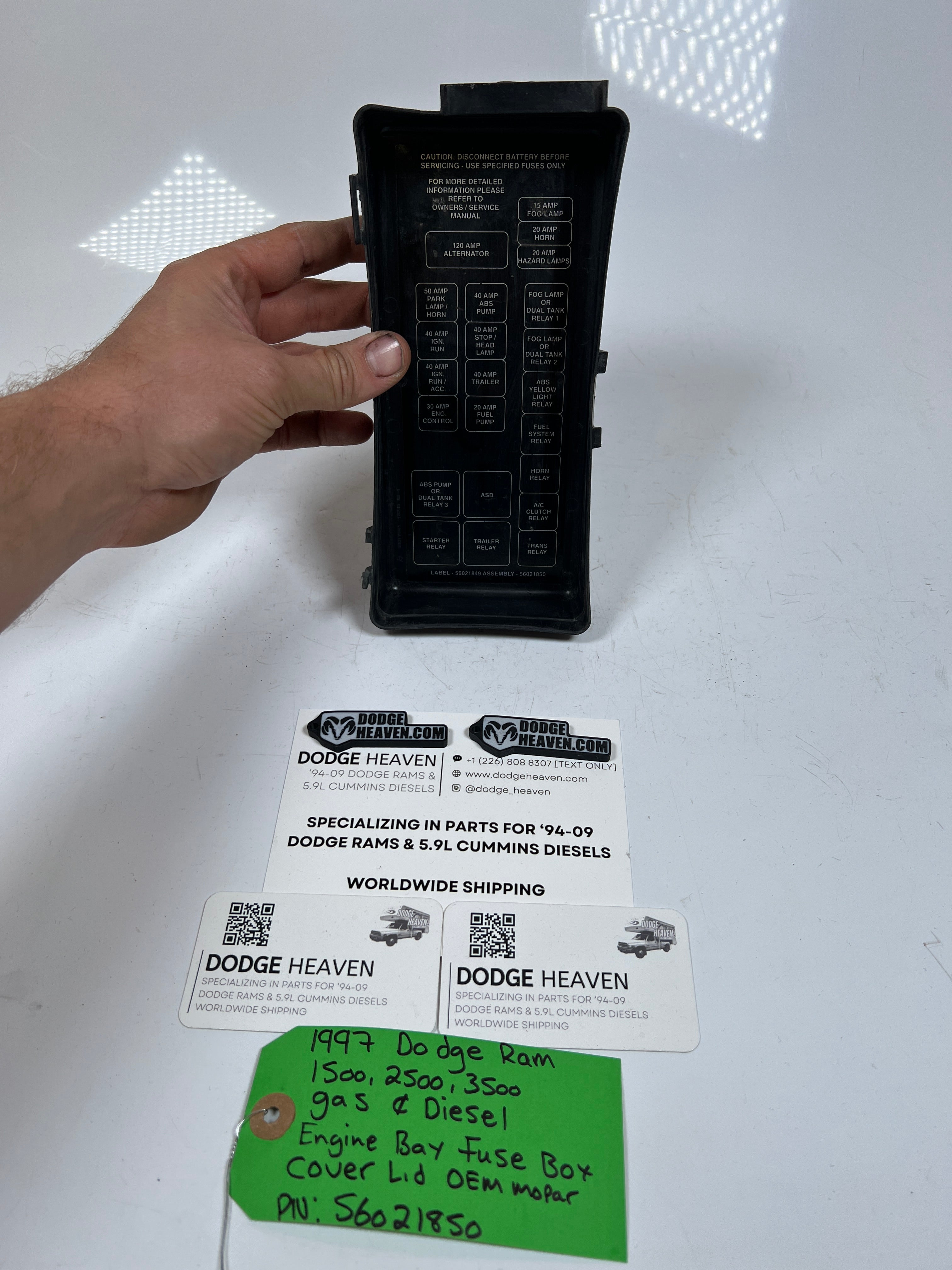 1997-1997 Dodge Ram 1500-3500 Gas & Diesel Engine Bay Fuse Box Cover Lid