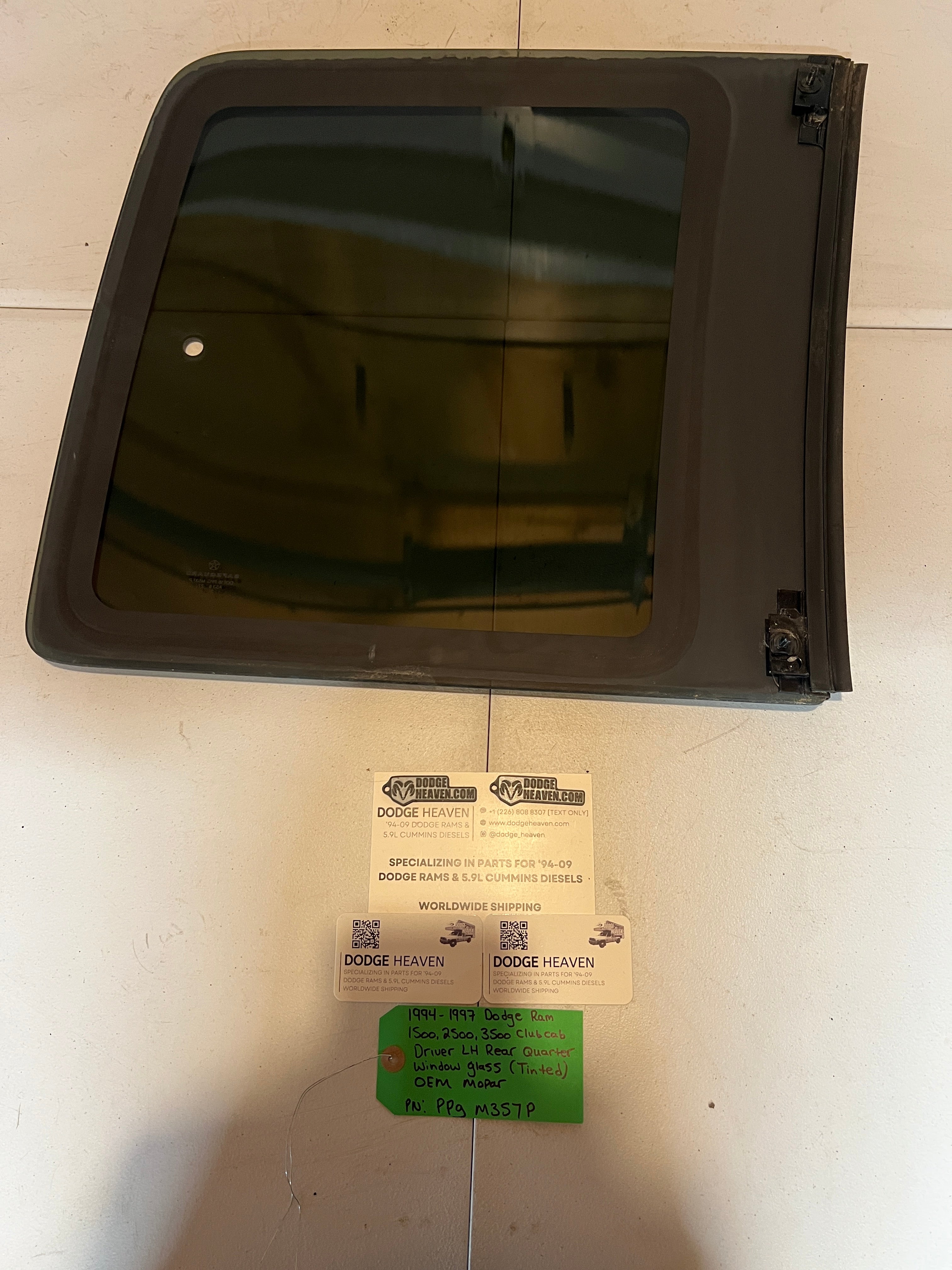 1994-1997 Dodge Ram Quarter Window Glass Rear Driver LH Club Cab Tinted