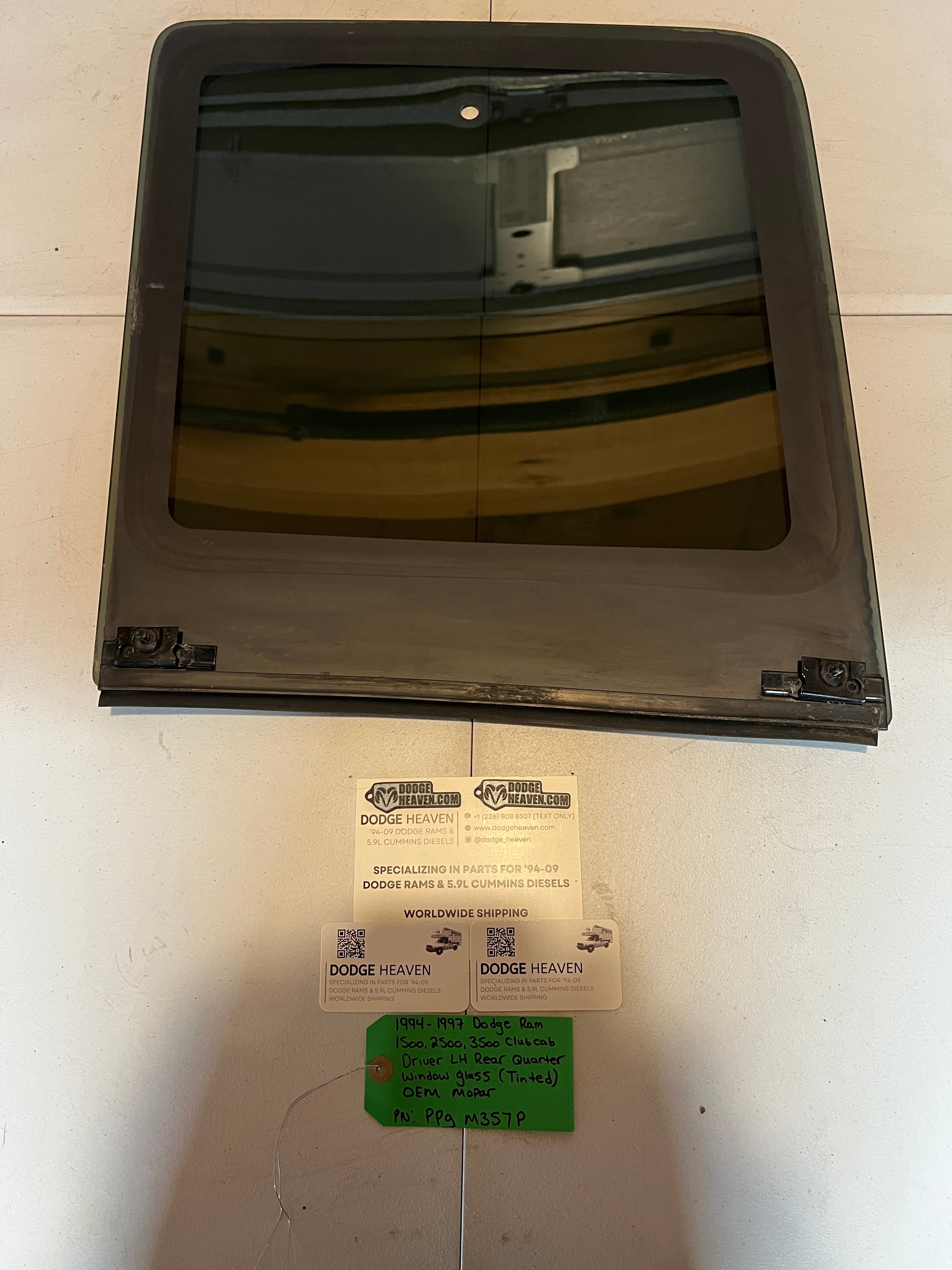 1994-1997 Dodge Ram Quarter Window Glass Rear Driver LH Club Cab Tinted