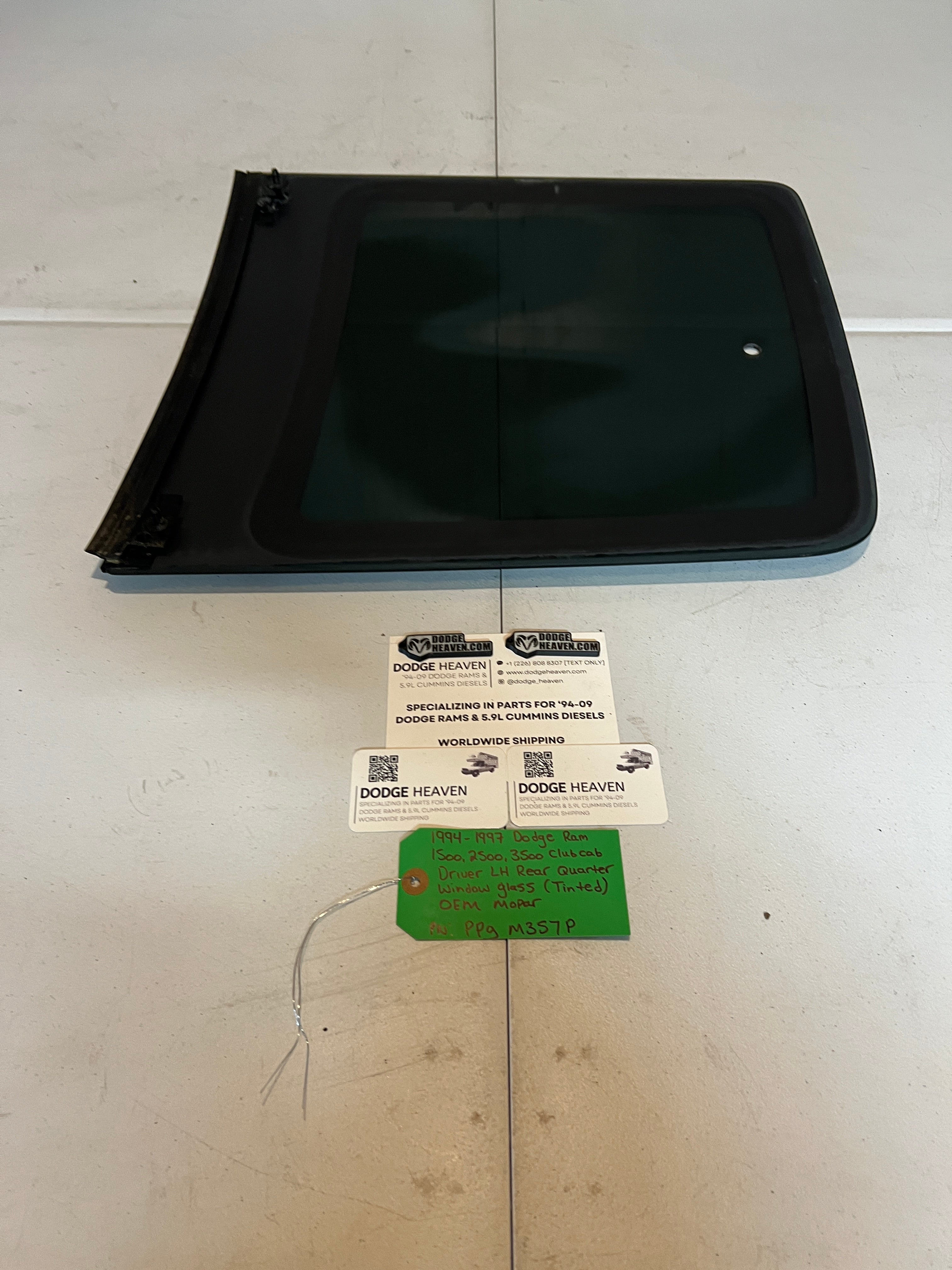 1994-1997 Dodge Ram Quarter Window Glass Rear Driver LH Club Cab Tinted
