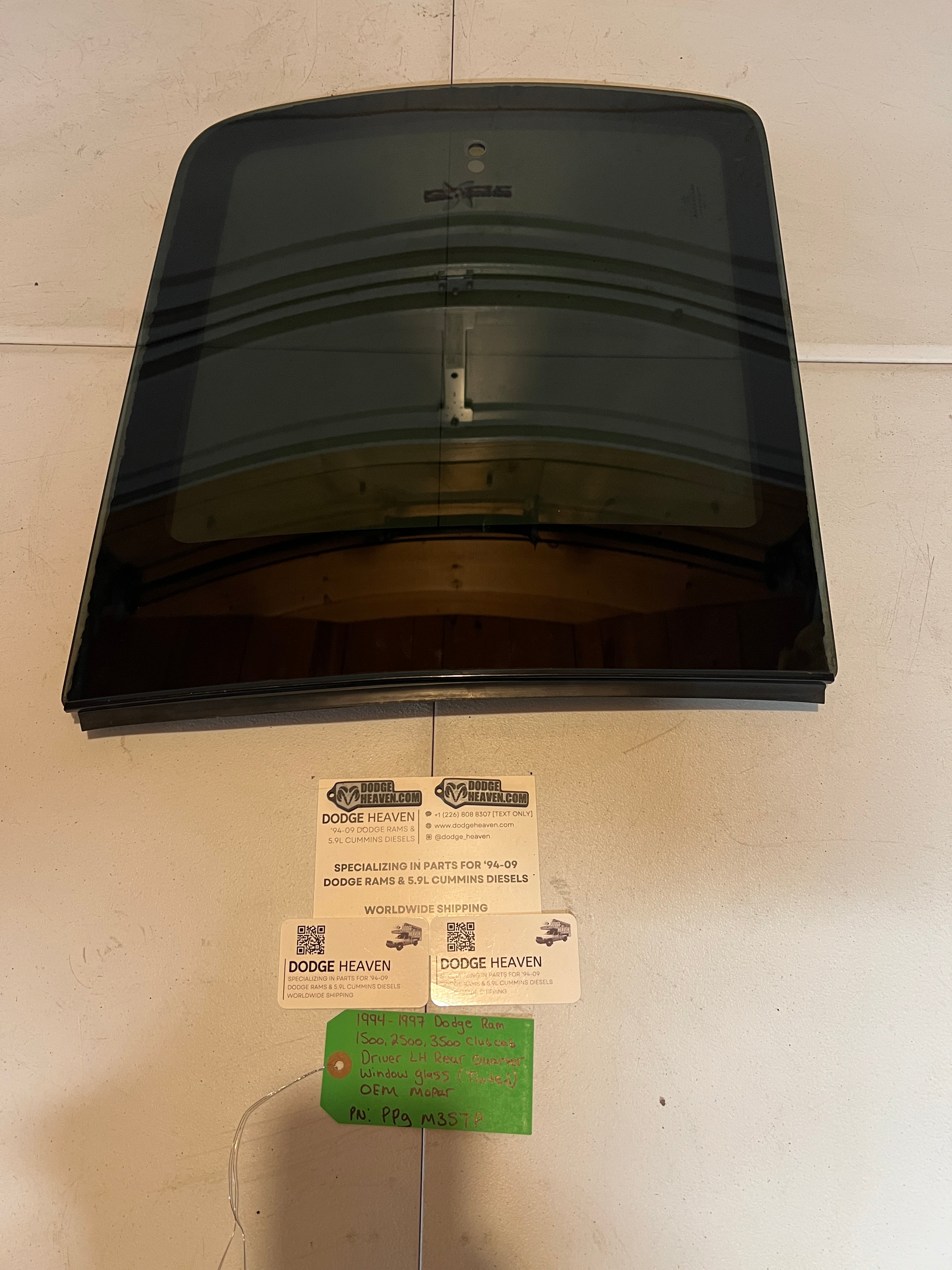 1994-1997 Dodge Ram Quarter Window Glass Rear Driver LH Club Cab Tinted