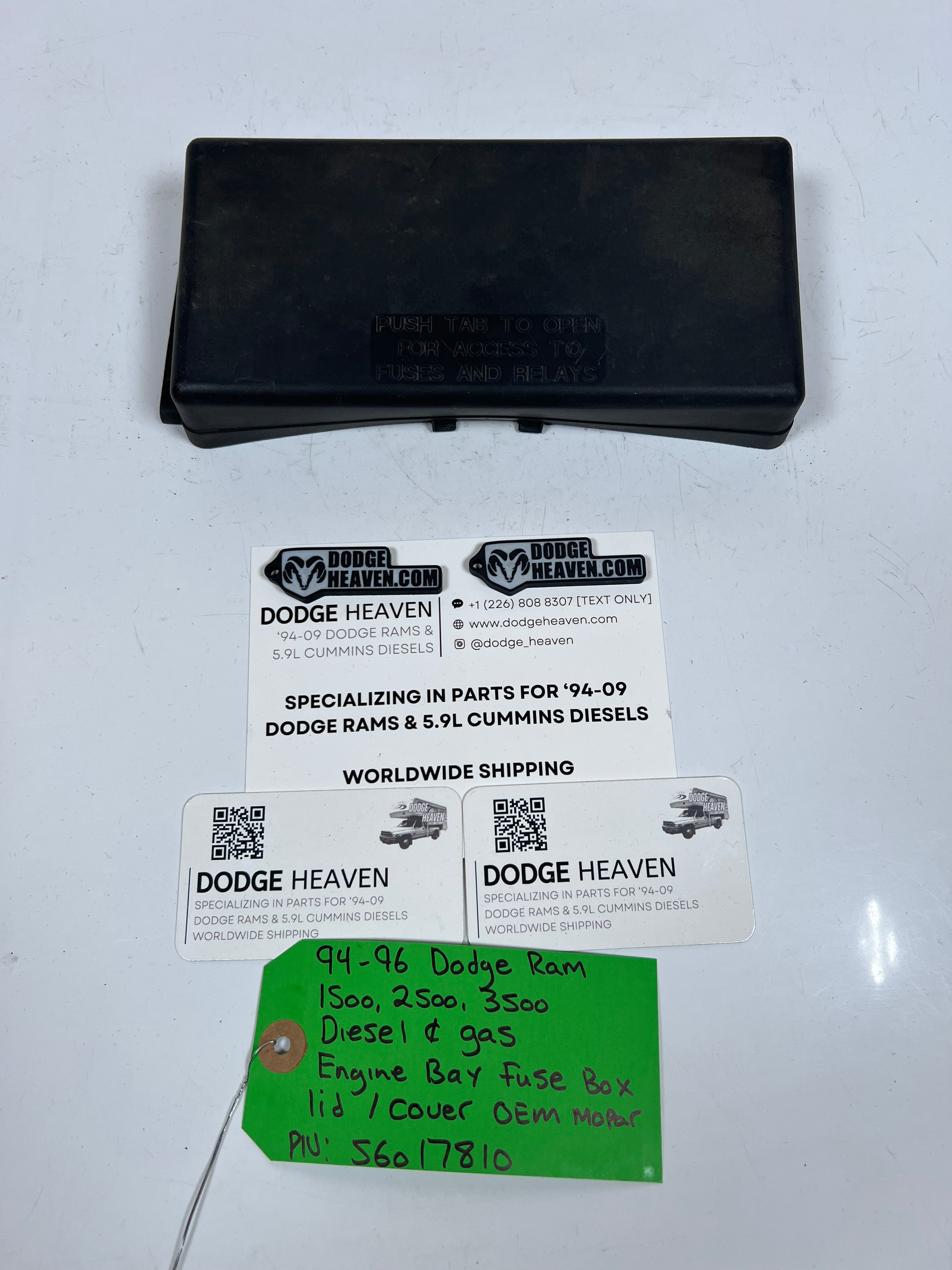 1994-1996 Dodge Ram 1500-3500 Diesel & Gas Fuse Box Lid Cover