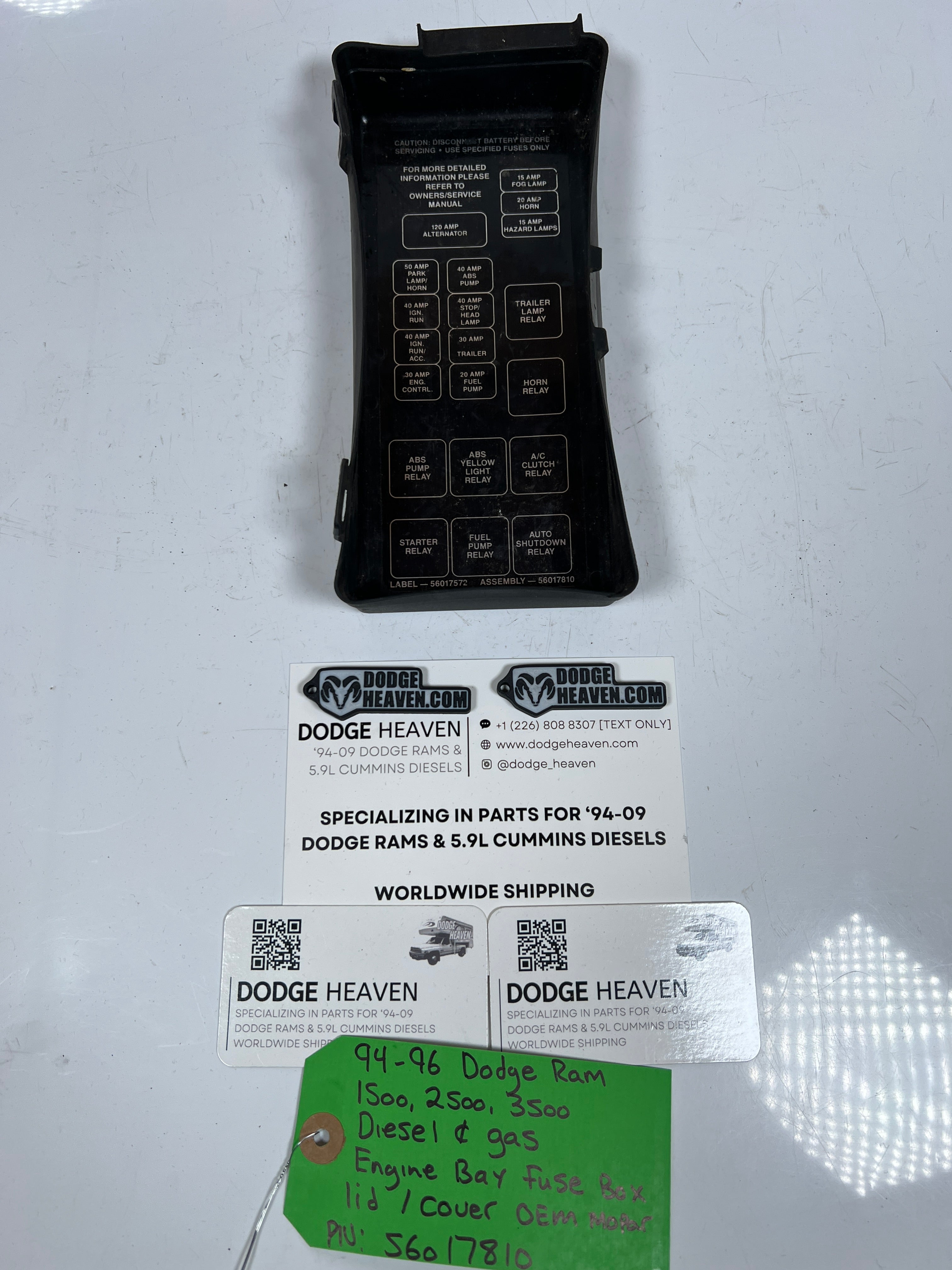 1994-1996 Dodge Ram 1500-3500 Diesel & Gas Fuse Box Lid Cover