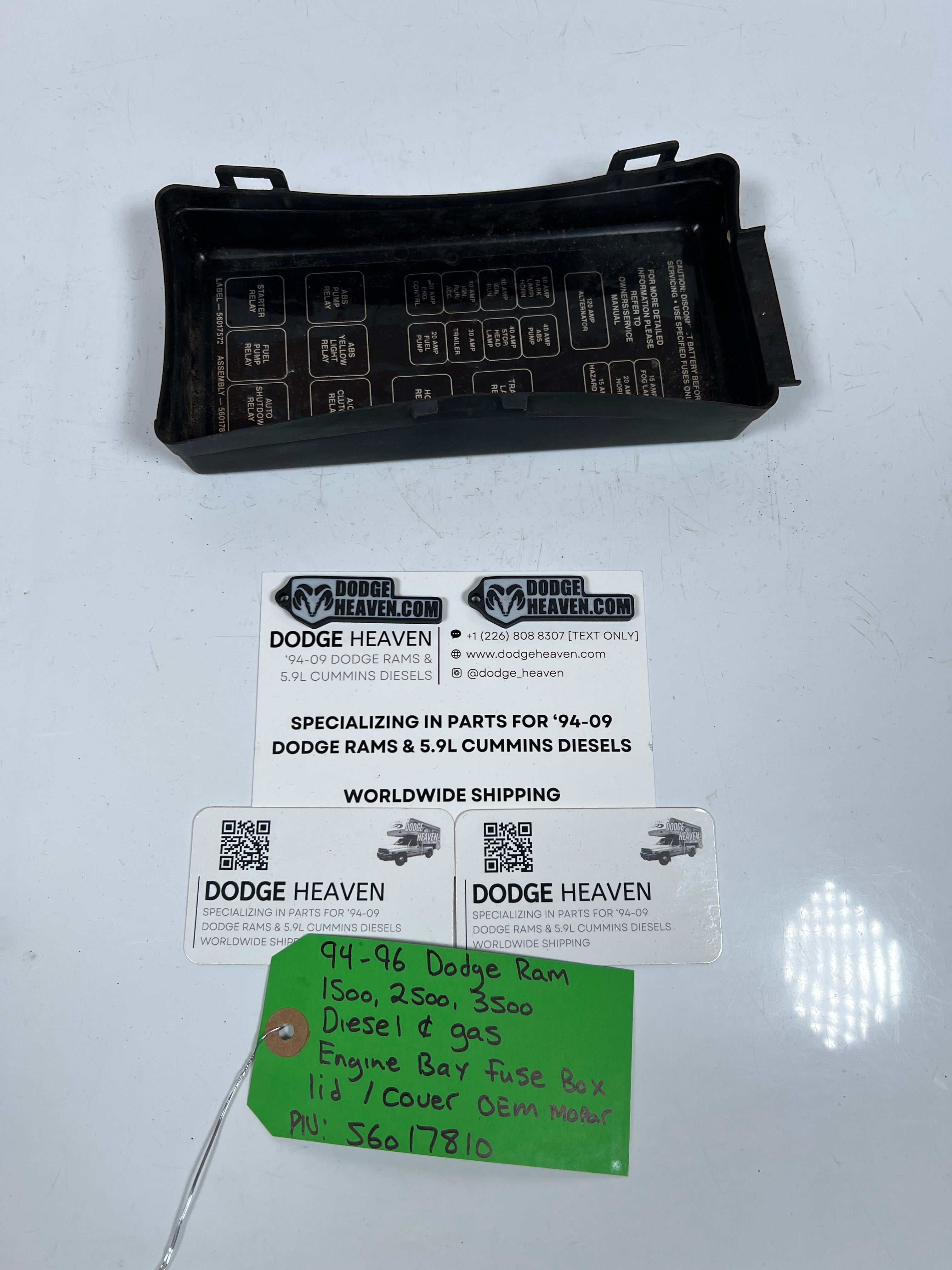 1994-1996 Dodge Ram 1500-3500 Diesel & Gas Fuse Box Lid Cover