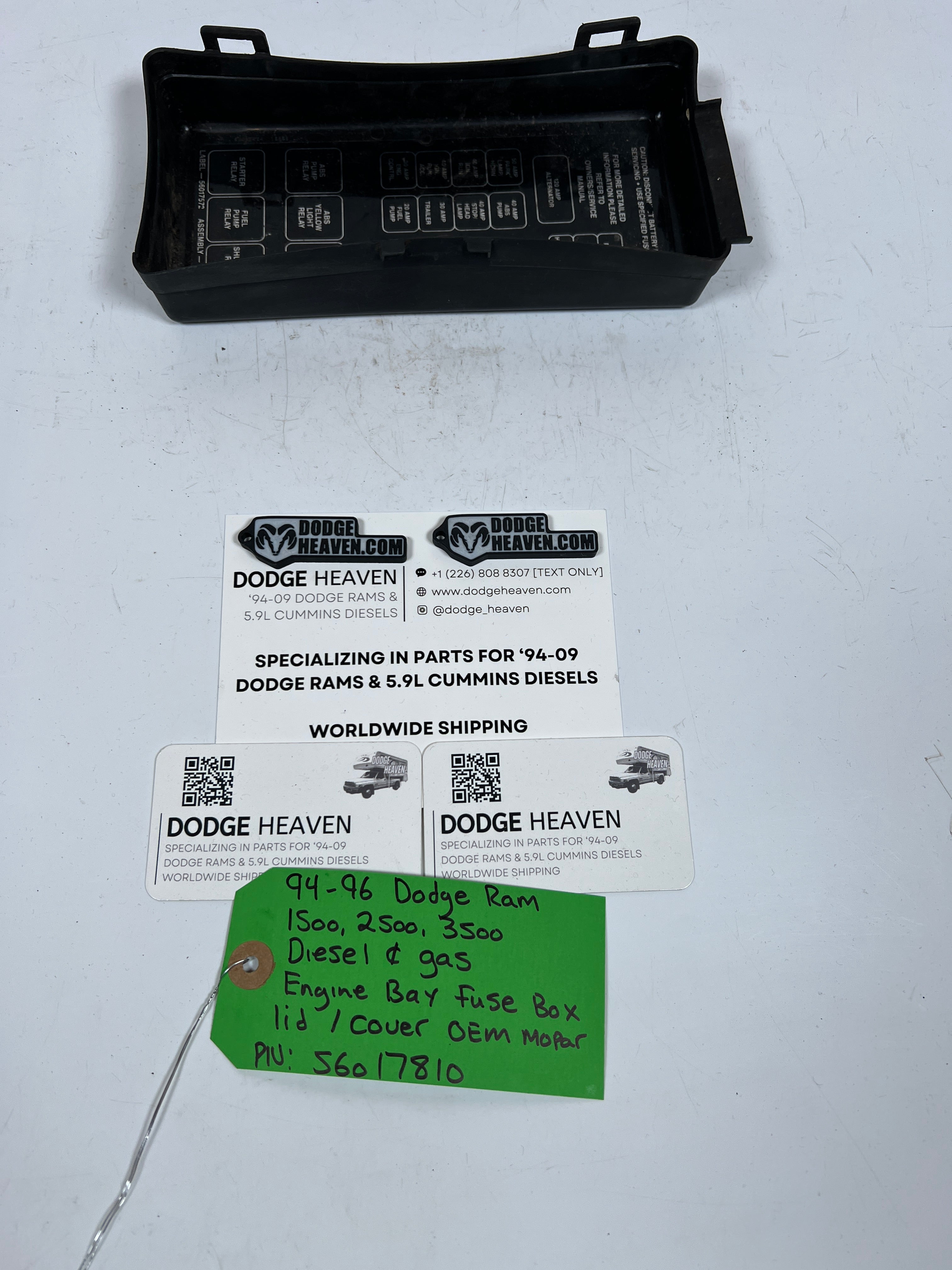 1994-1996 Dodge Ram 1500-3500 Diesel & Gas Fuse Box Lid Cover