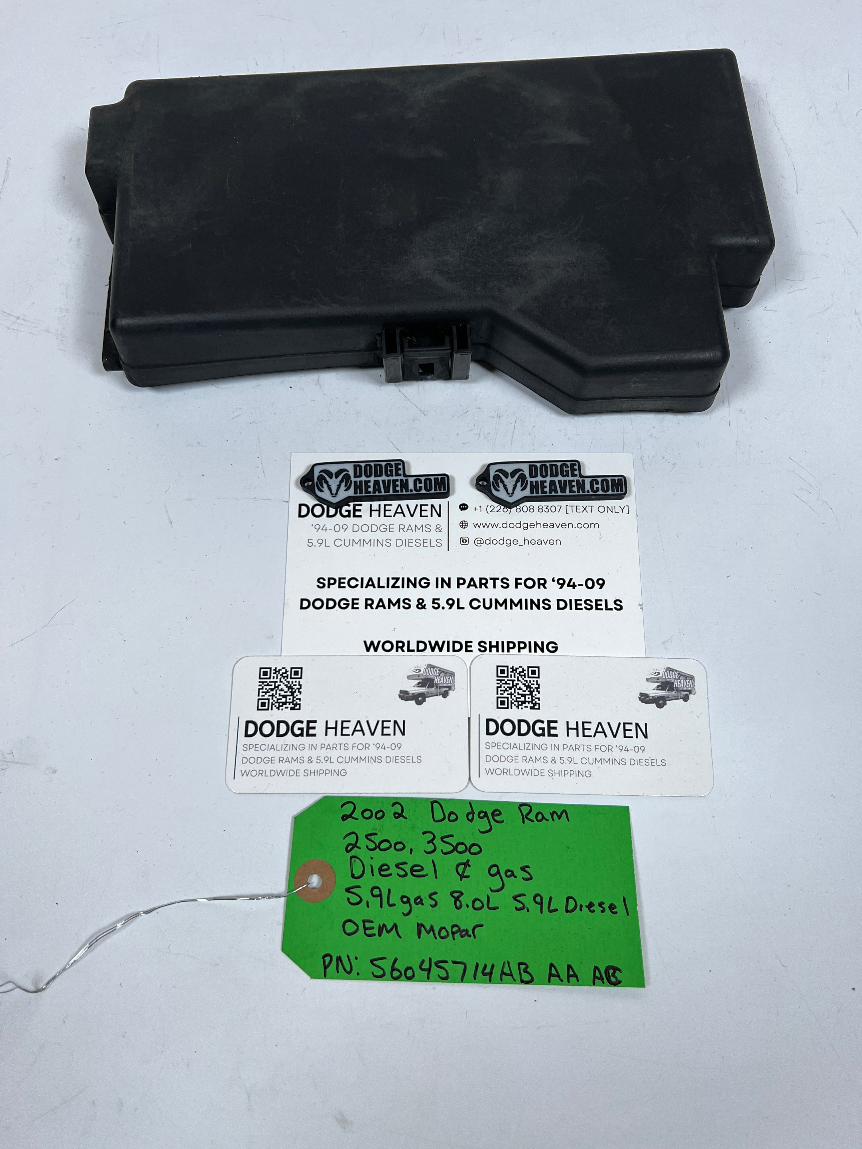 2002-2002 Dodge Ram 2500 3500 Diesel & Gas Fuse Box Lid / Cover