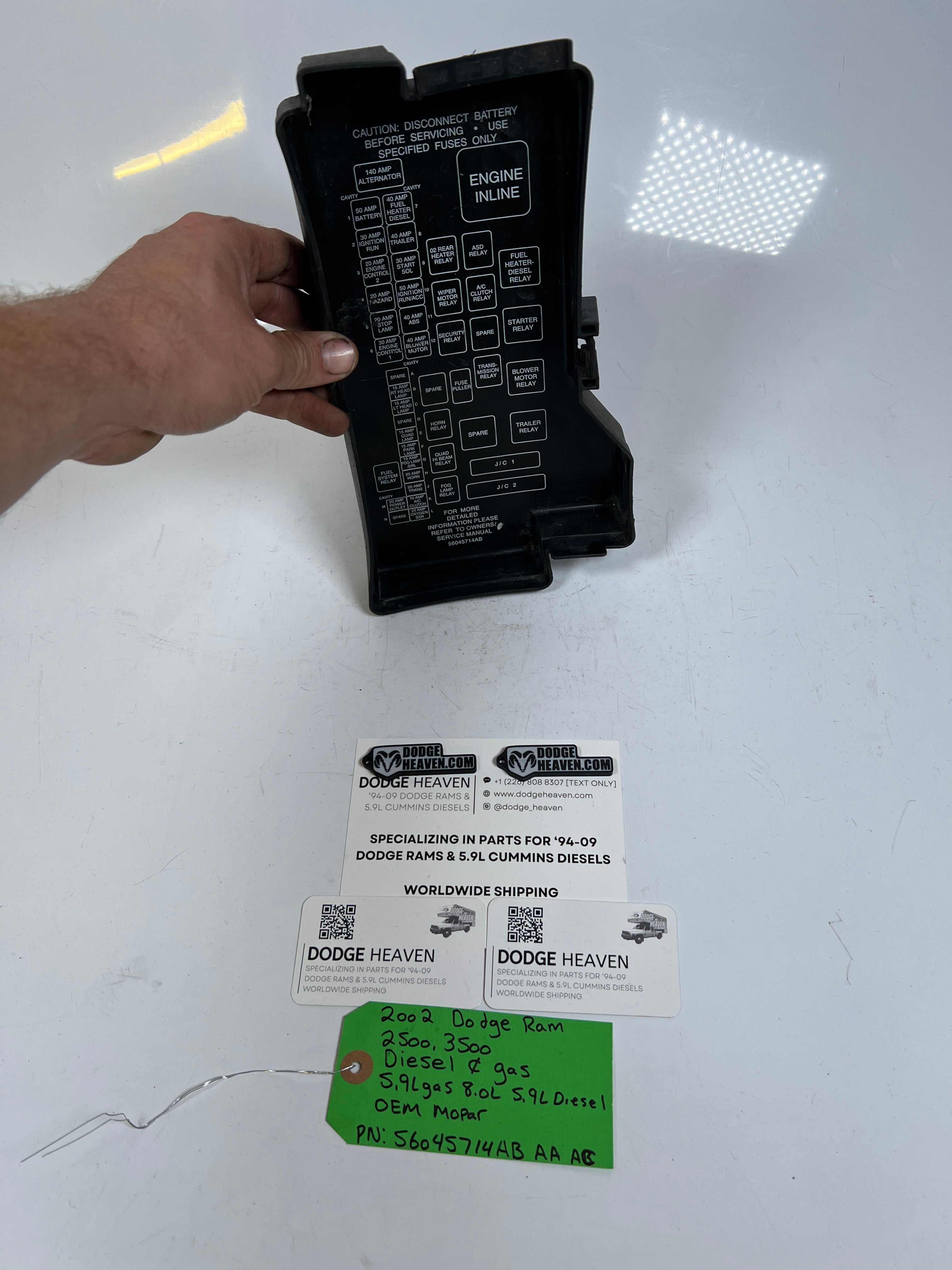 2002-2002 Dodge Ram 2500 3500 Diesel & Gas Fuse Box Lid / Cover
