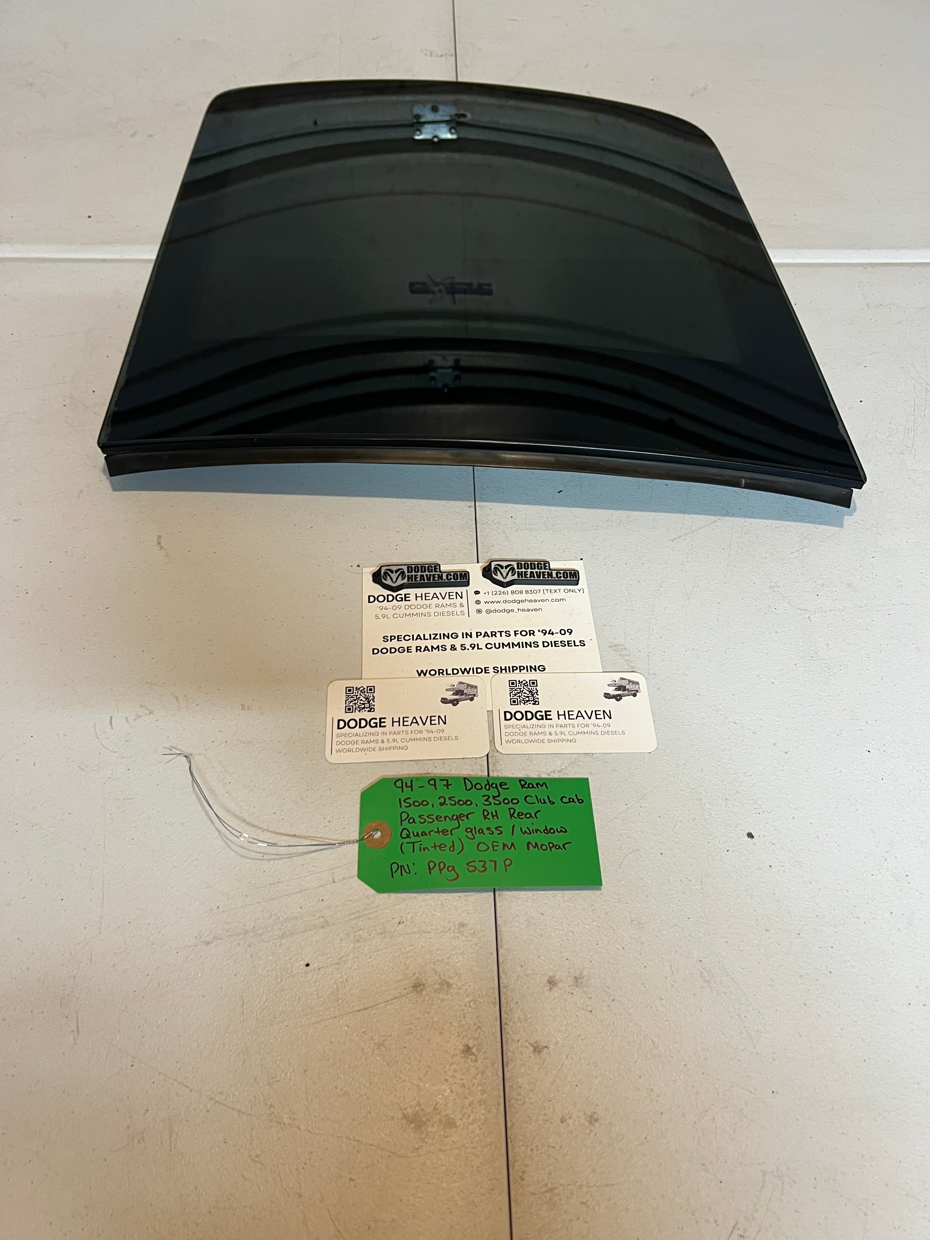 1994-1997 Dodge Ram Quarter Window Glass Rear Passenger RH Club Cab Tinted