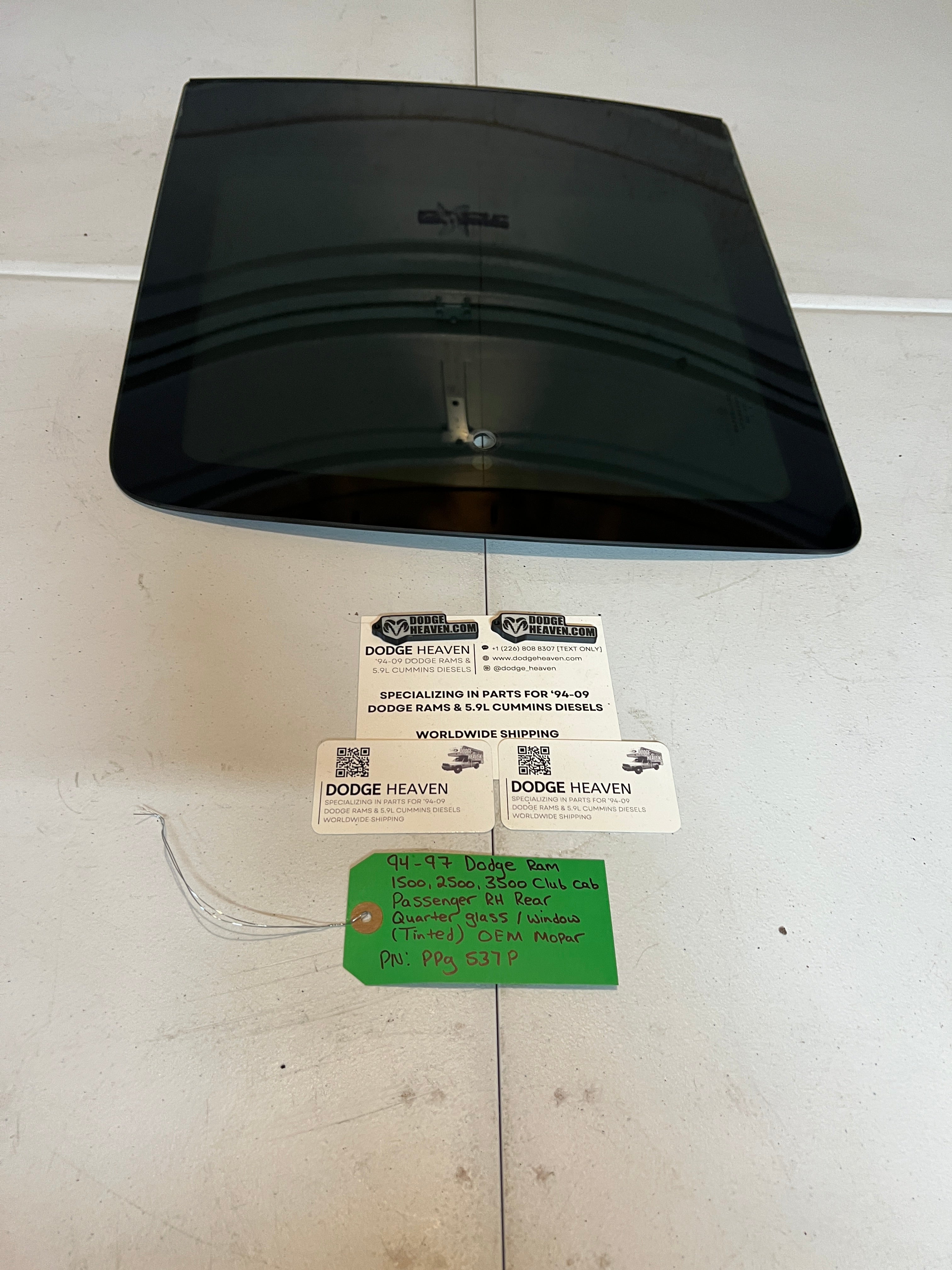 1994-1997 Dodge Ram Quarter Window Glass Rear Passenger RH Club Cab Tinted