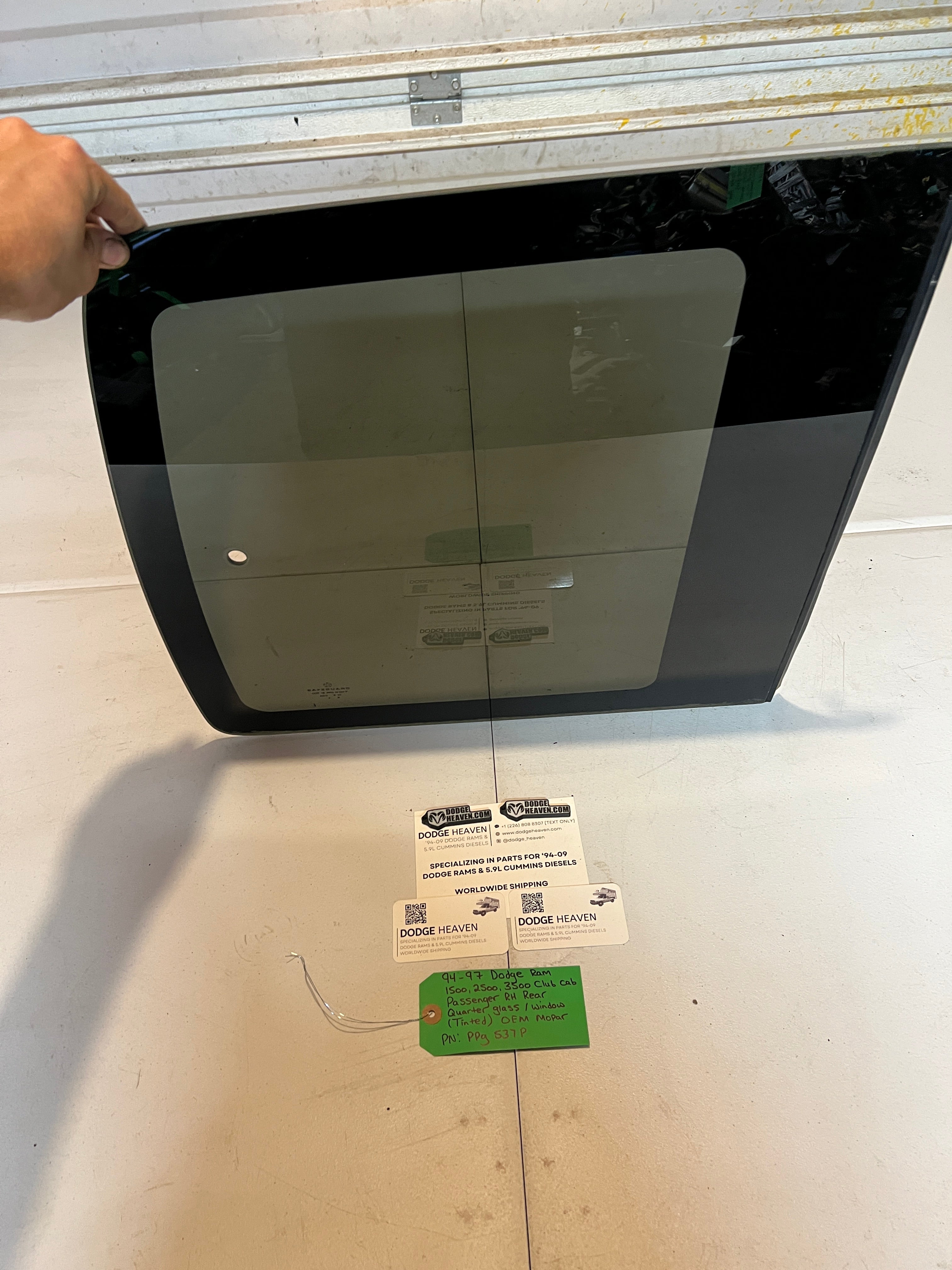 1994-1997 Dodge Ram Quarter Window Glass Rear Passenger RH Club Cab Tinted