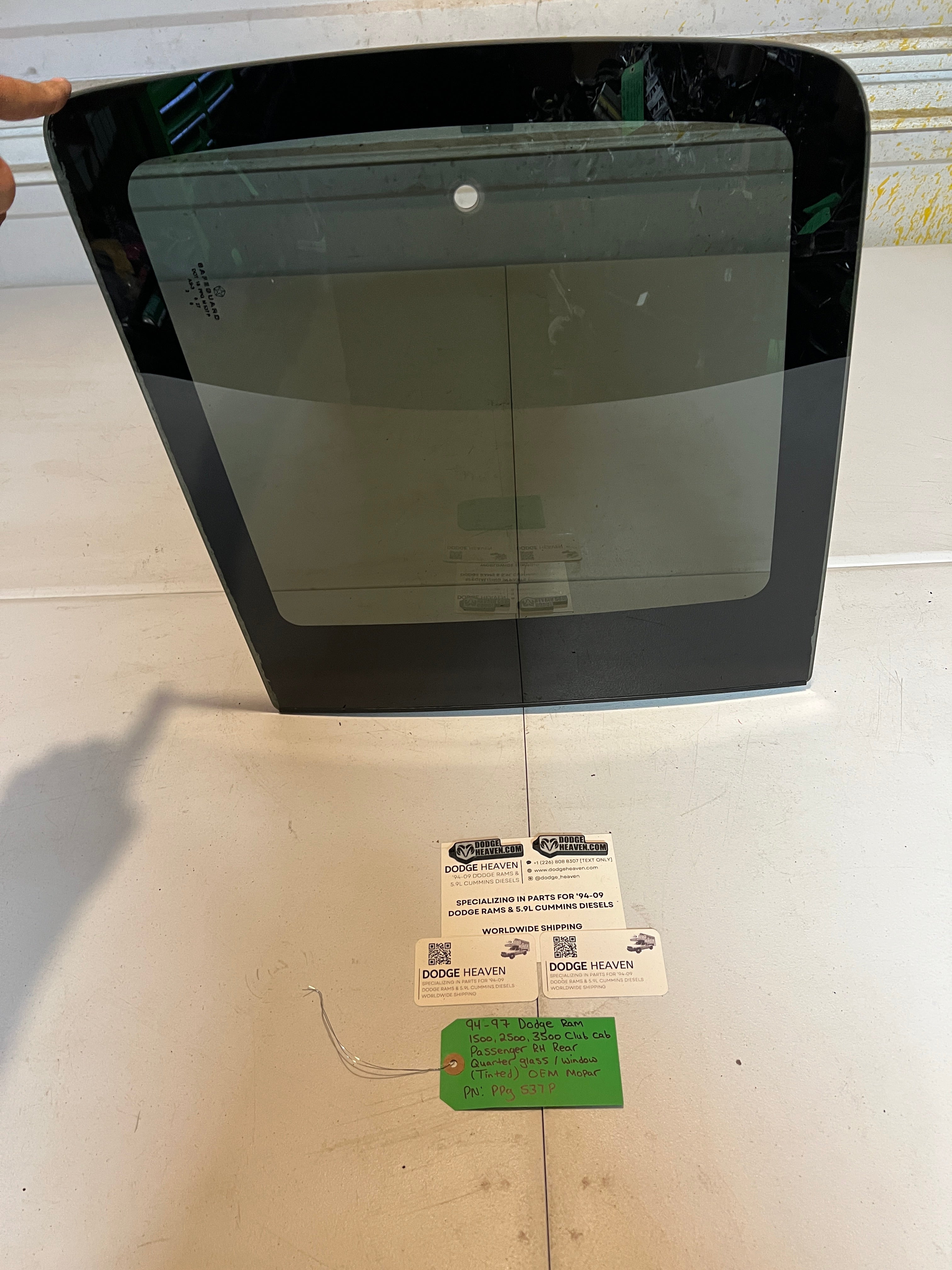 1994-1997 Dodge Ram Quarter Window Glass Rear Passenger RH Club Cab Tinted