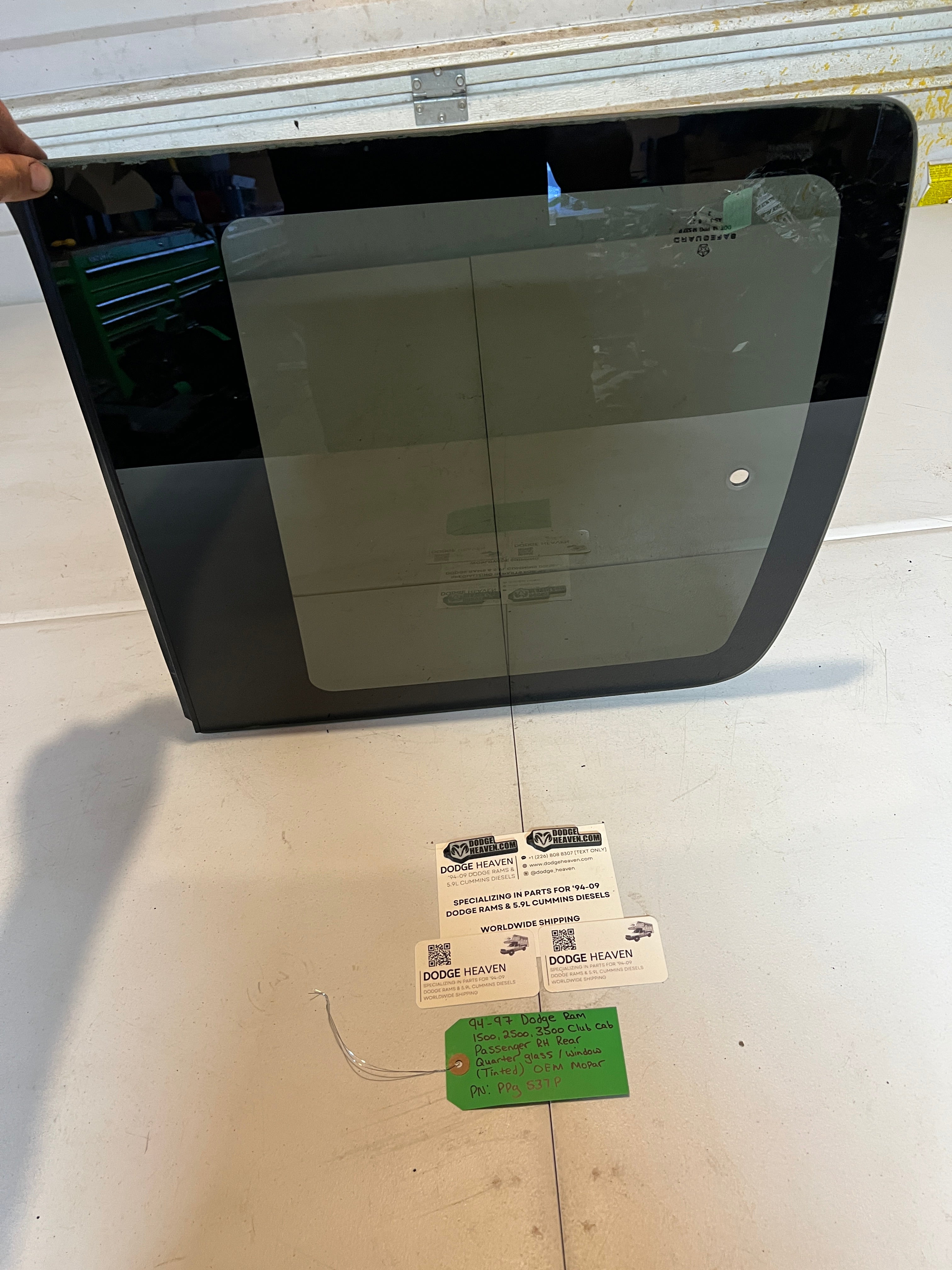 1994-1997 Dodge Ram Quarter Window Glass Rear Passenger RH Club Cab Tinted