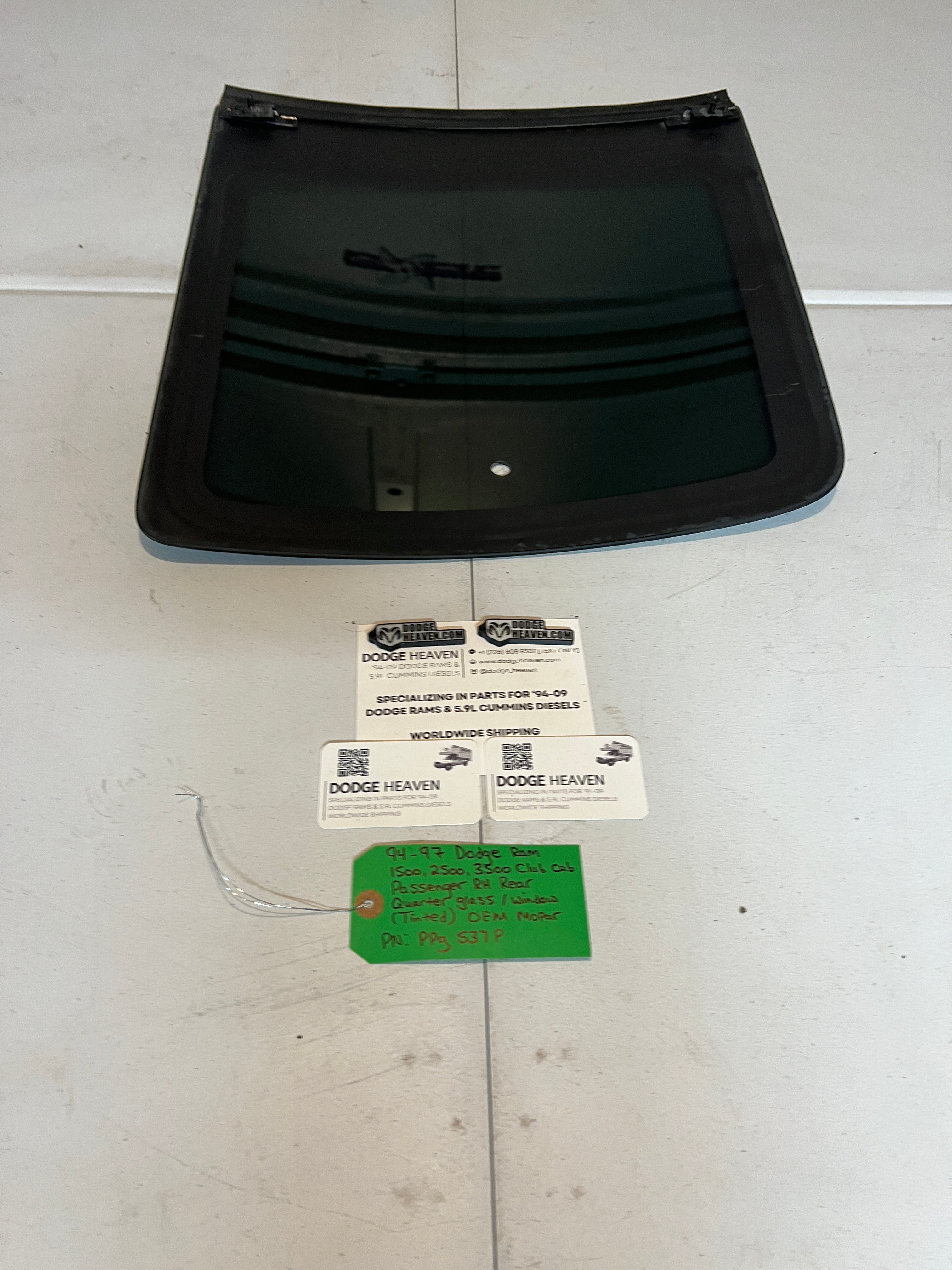 1994-1997 Dodge Ram Quarter Window Glass Rear Passenger RH Club Cab Tinted