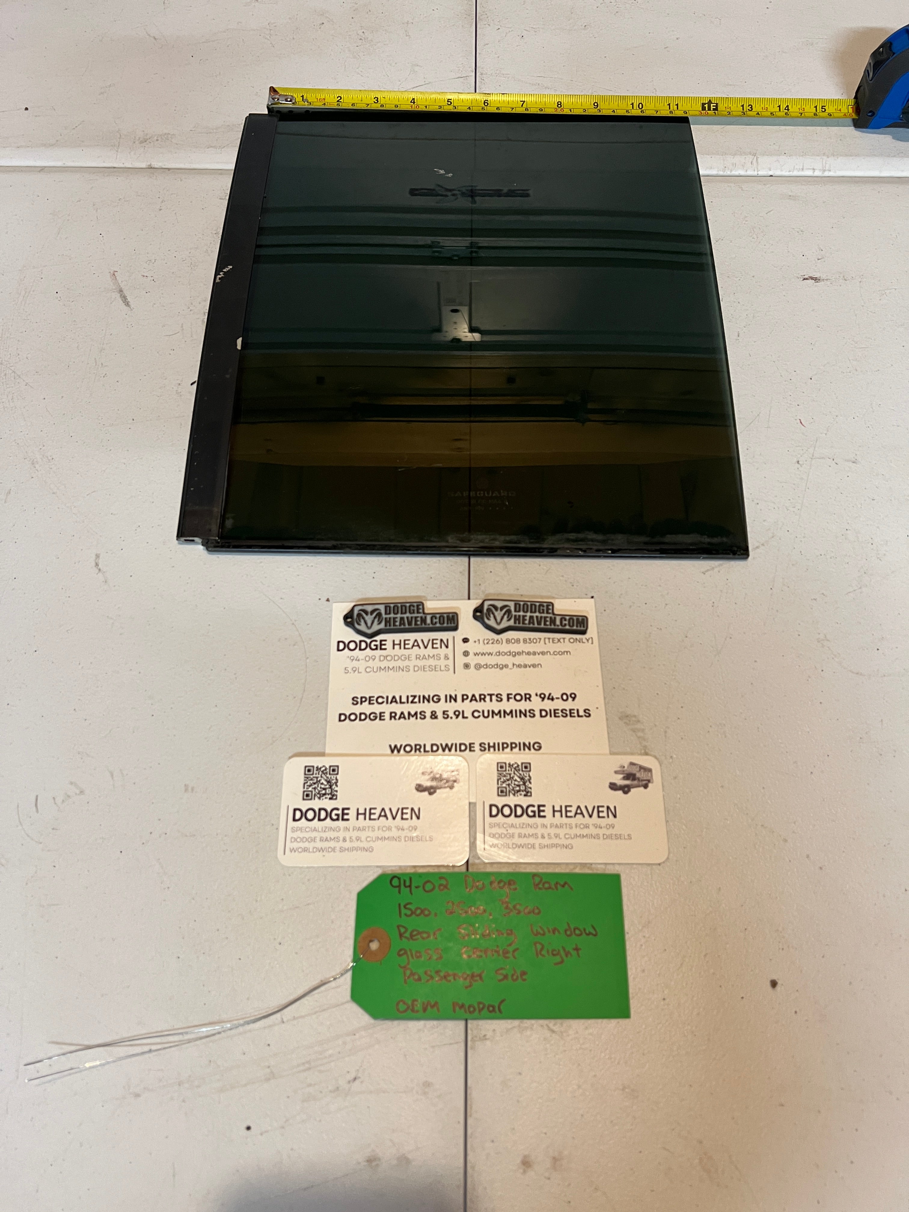 1994-2002 Dodge Ram 1500-3500 Rear Slider Sliding Window Glass Center RH
