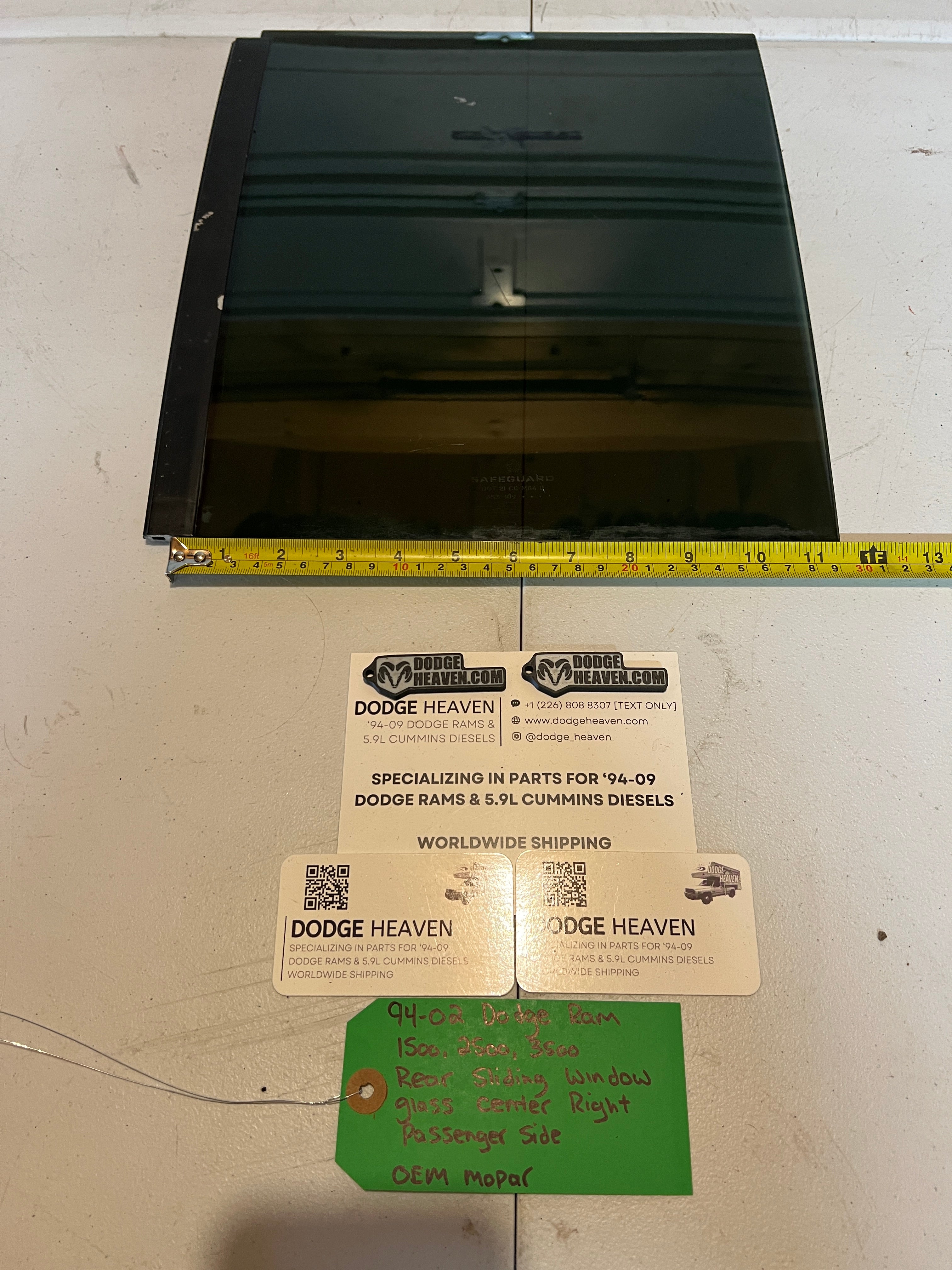 1994-2002 Dodge Ram 1500-3500 Rear Slider Sliding Window Glass Center RH