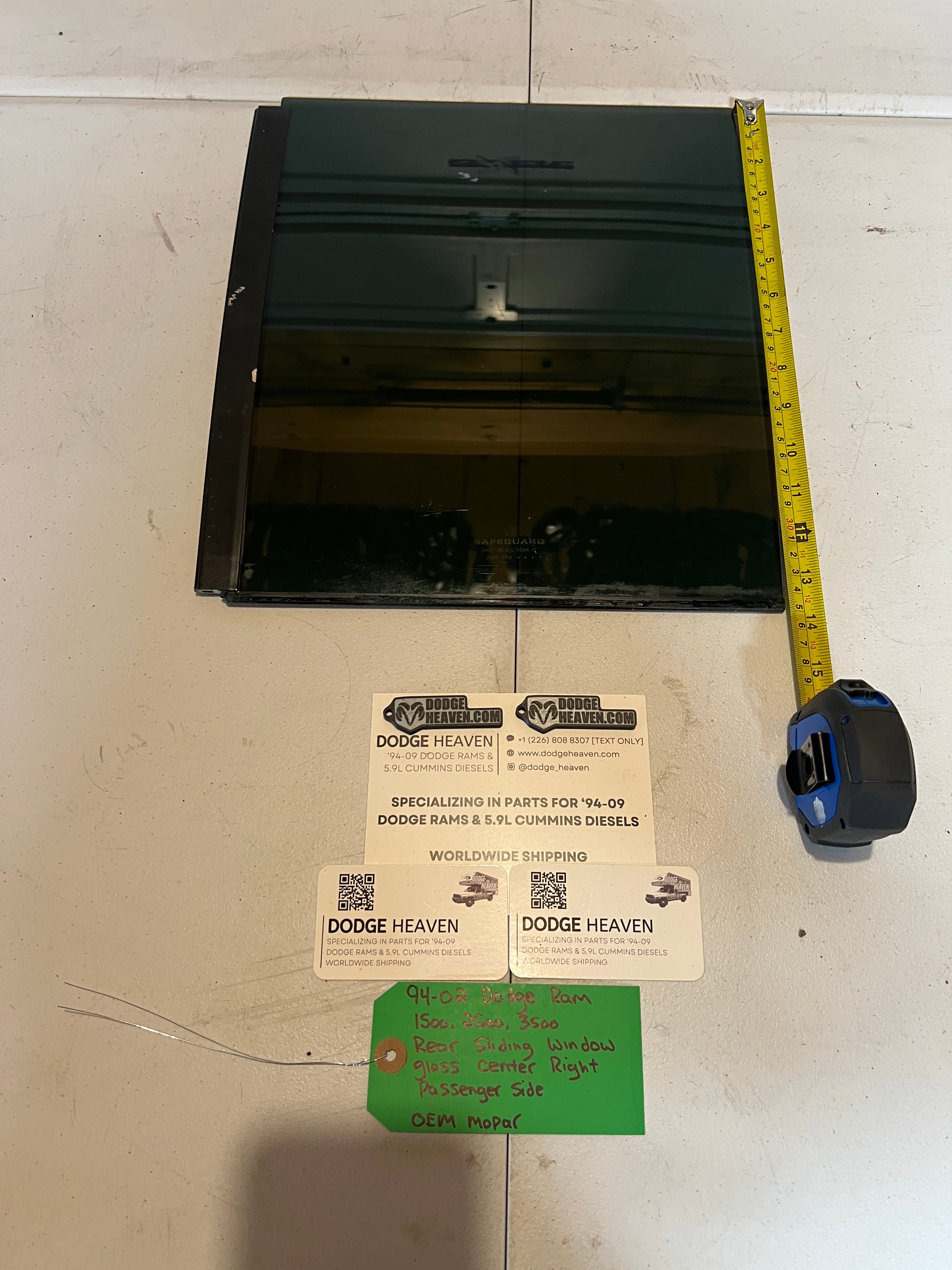 1994-2002 Dodge Ram 1500-3500 Rear Slider Sliding Window Glass Center RH