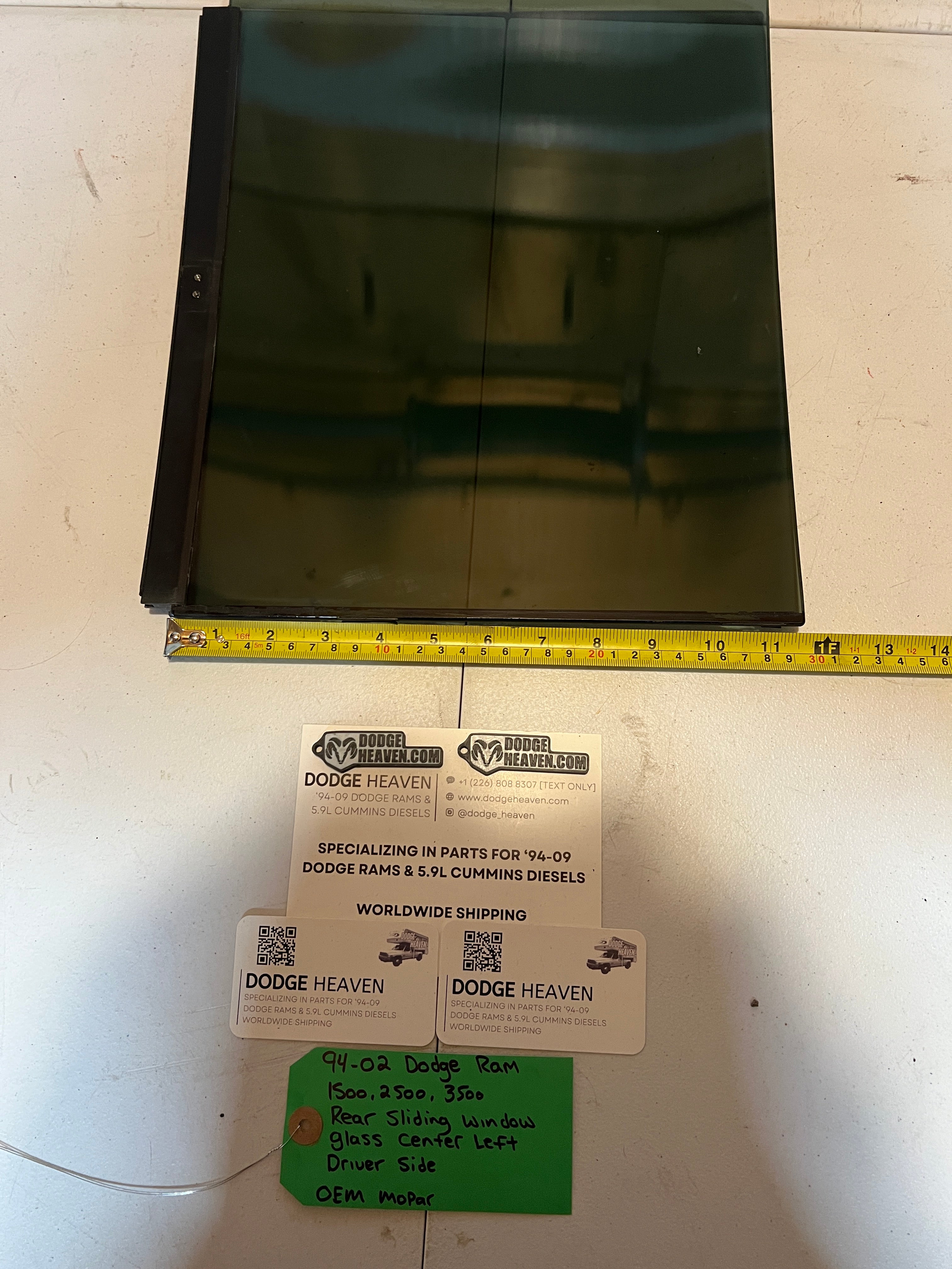 1994-2002 Dodge Ram 1500-3500 Rear Slider Sliding Window Glass Center LH